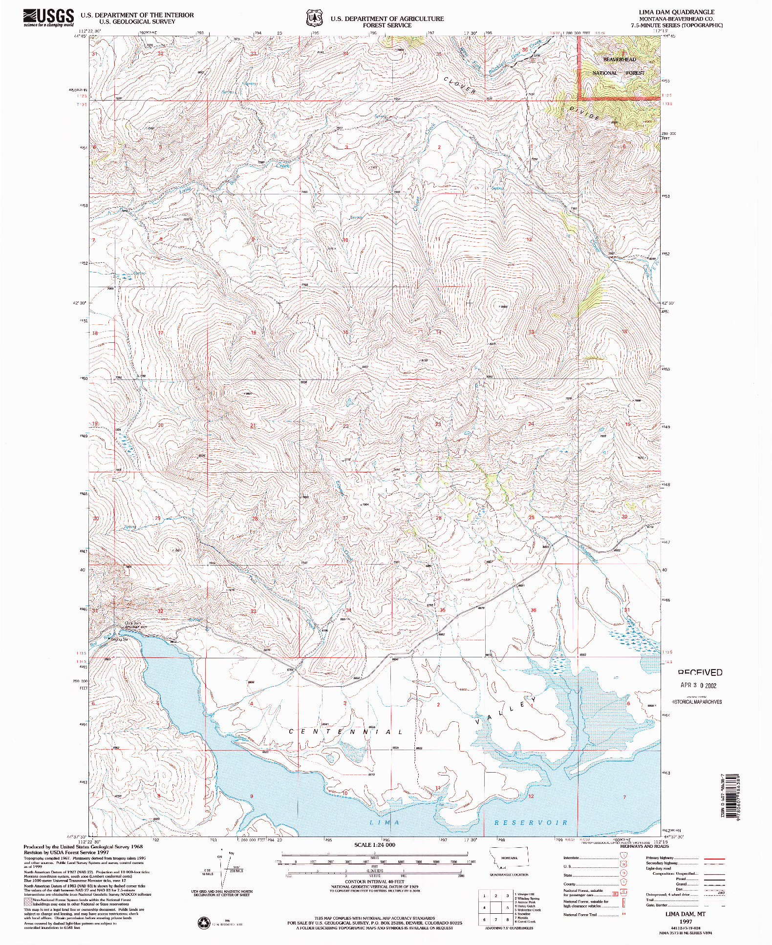 USGS 1:24000-SCALE QUADRANGLE FOR LIMA DAM, MT 1997