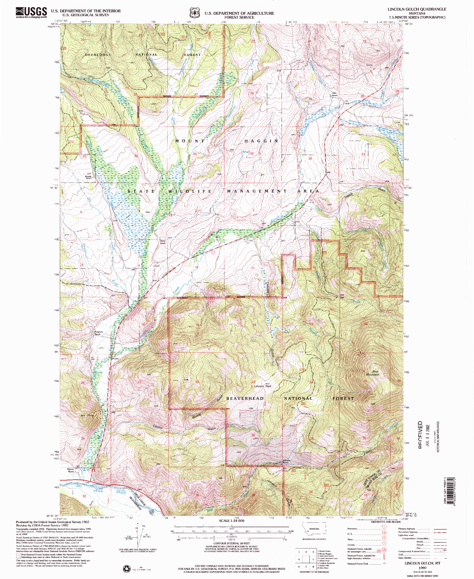 USGS 1:24000-SCALE QUADRANGLE FOR LINCOLN GULCH, MT 1997