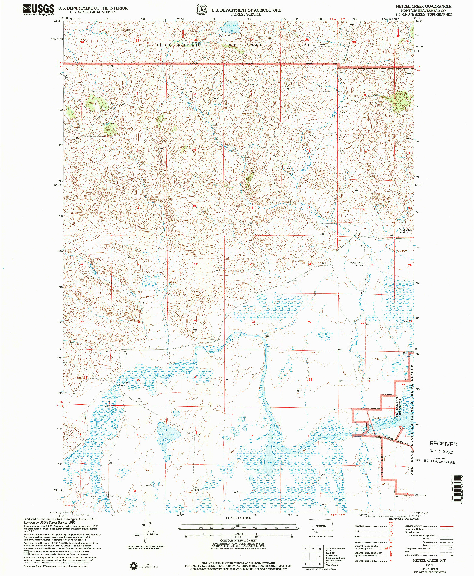 USGS 1:24000-SCALE QUADRANGLE FOR METZEL CREEK, MT 1997