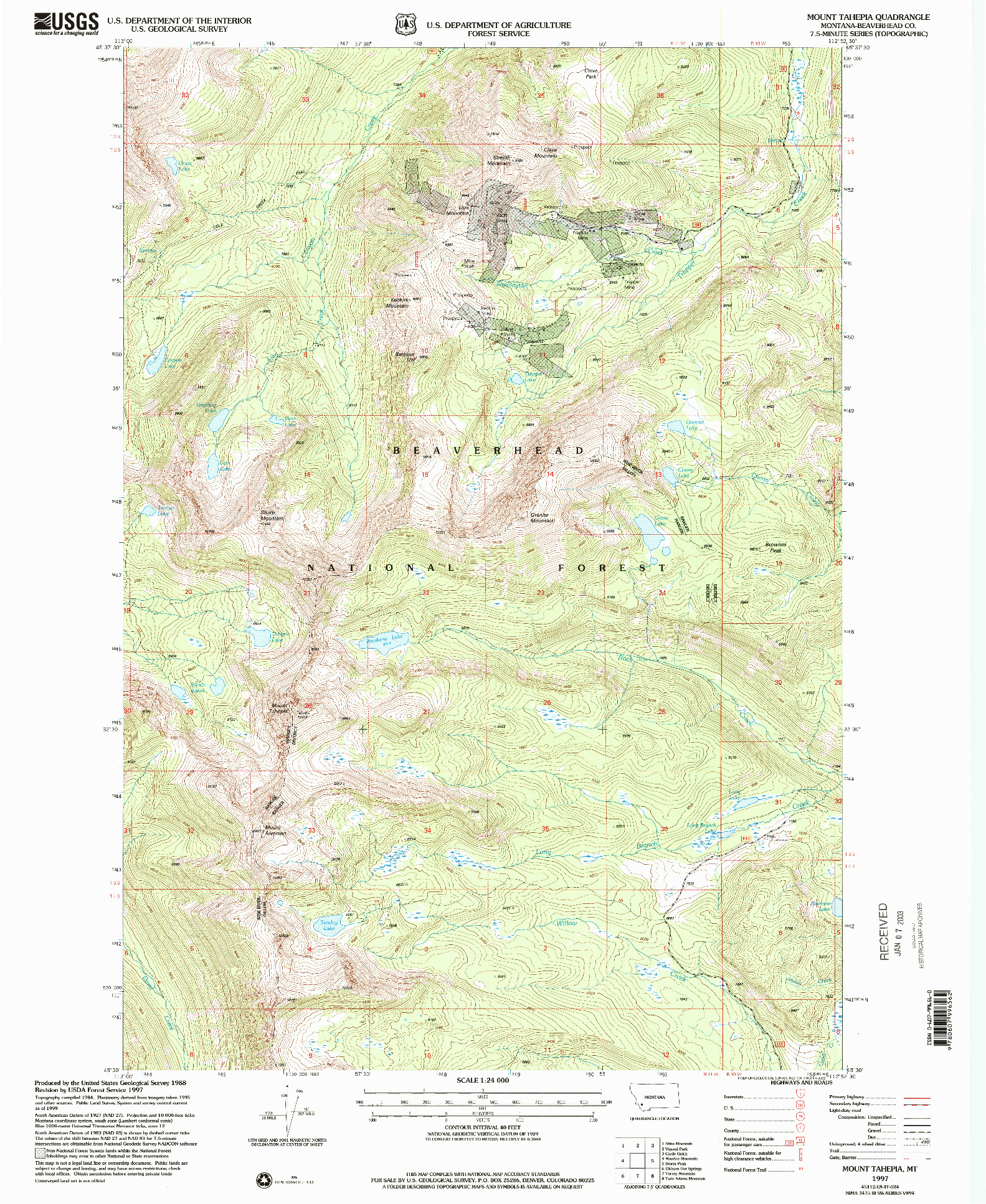 USGS 1:24000-SCALE QUADRANGLE FOR MOUNT TAHEPIA, MT 1997