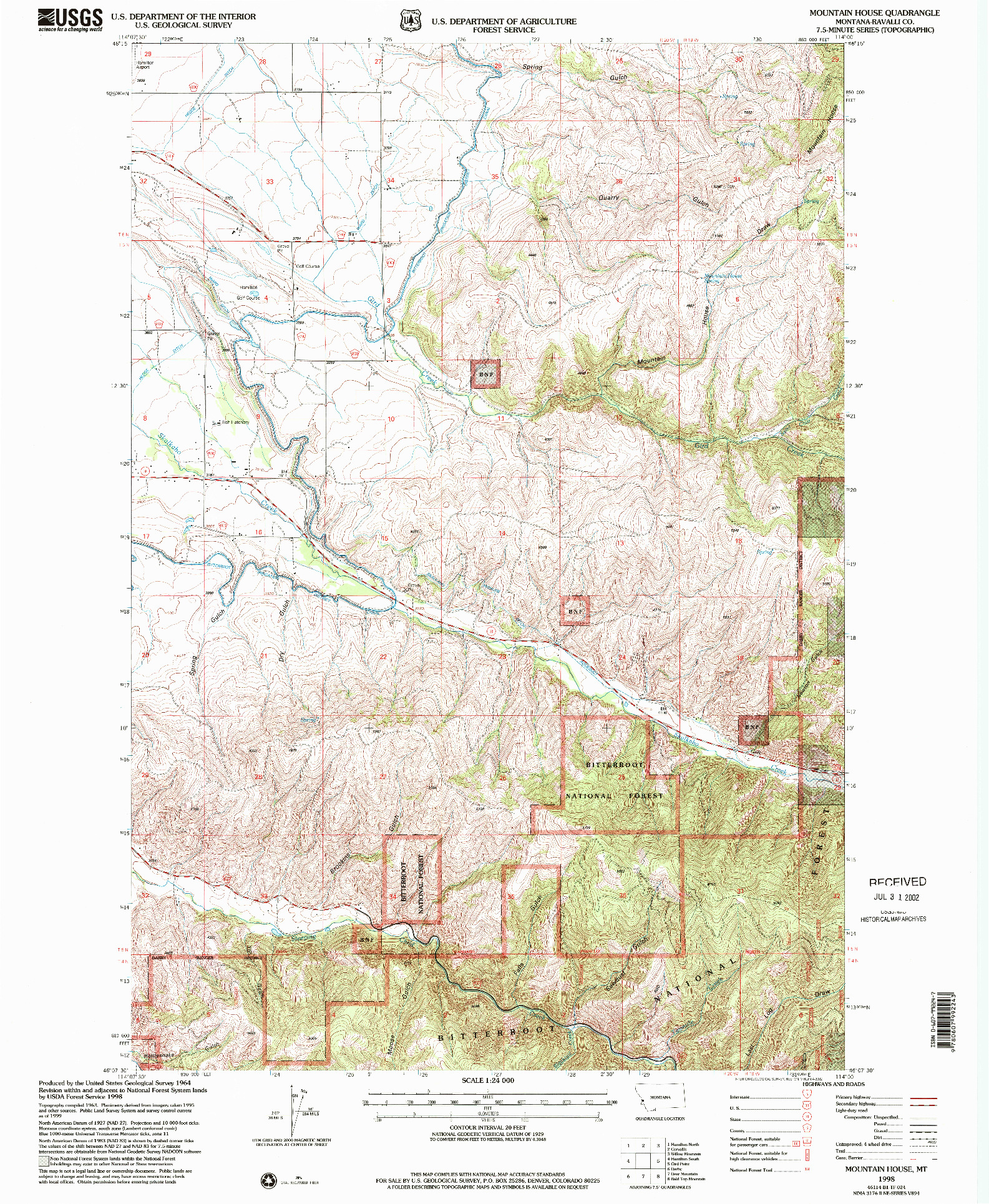 USGS 1:24000-SCALE QUADRANGLE FOR MOUNTAIN HOUSE, MT 1998