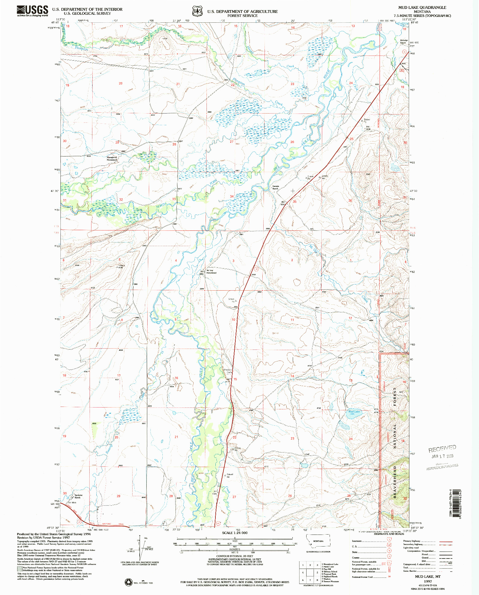 USGS 1:24000-SCALE QUADRANGLE FOR MUD CREEK, MT 1997