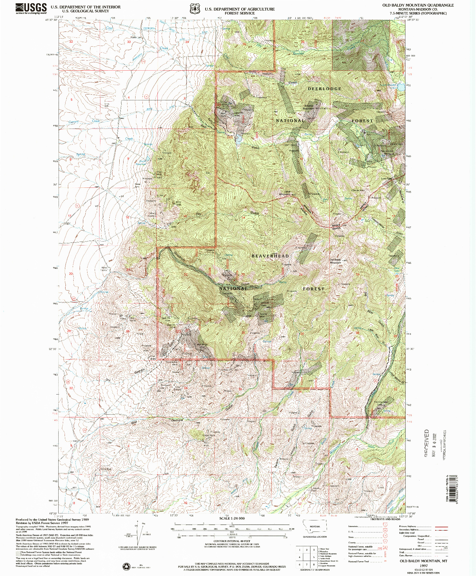 USGS 1:24000-SCALE QUADRANGLE FOR OLD BALDY MOUNTAIN, MT 1997
