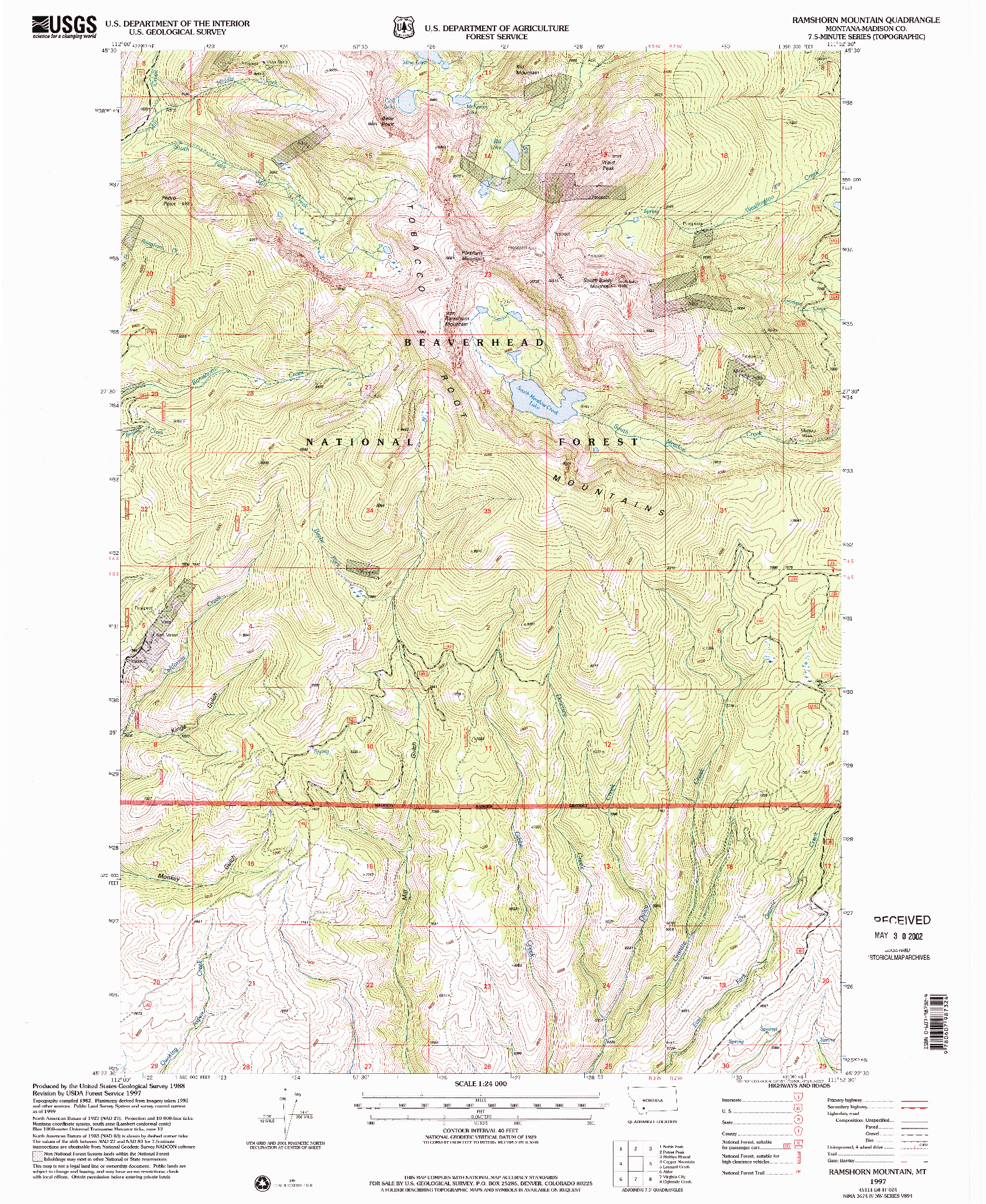 USGS 1:24000-SCALE QUADRANGLE FOR RAMSHORN MOUNTAIN, MT 1997