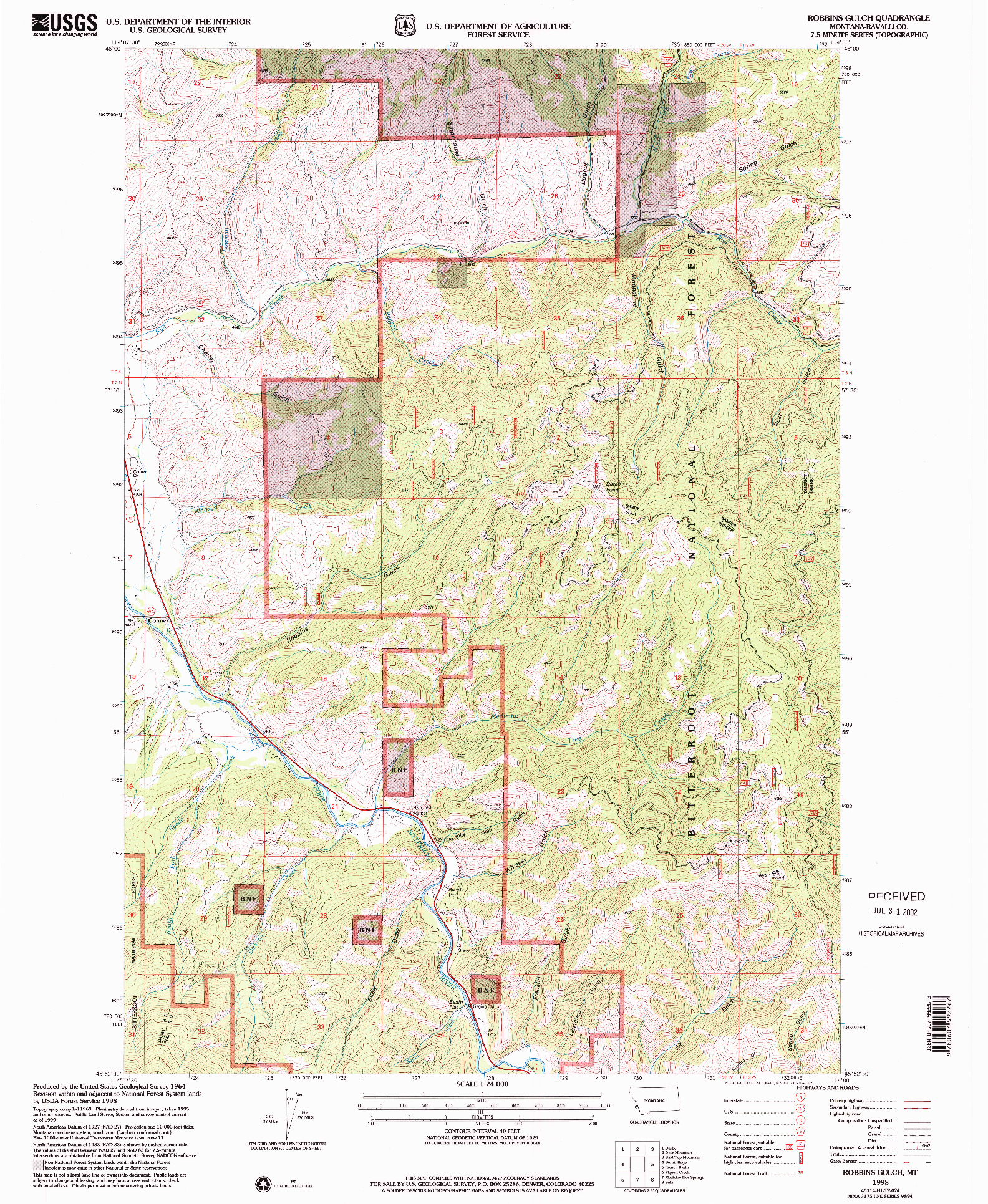 USGS 1:24000-SCALE QUADRANGLE FOR ROBBINS GULCH, MT 1998
