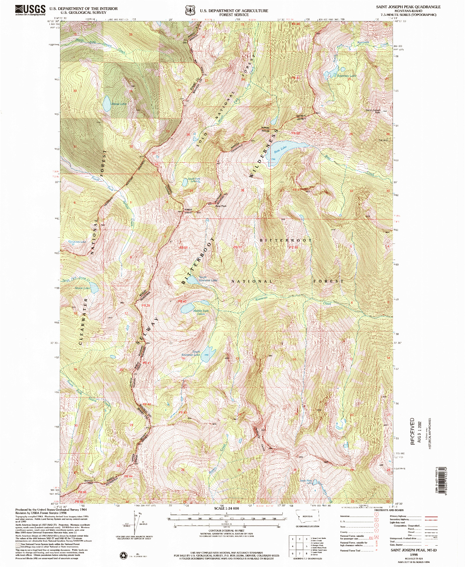 USGS 1:24000-SCALE QUADRANGLE FOR SAINT JOSEPH PEAK, MT 1998