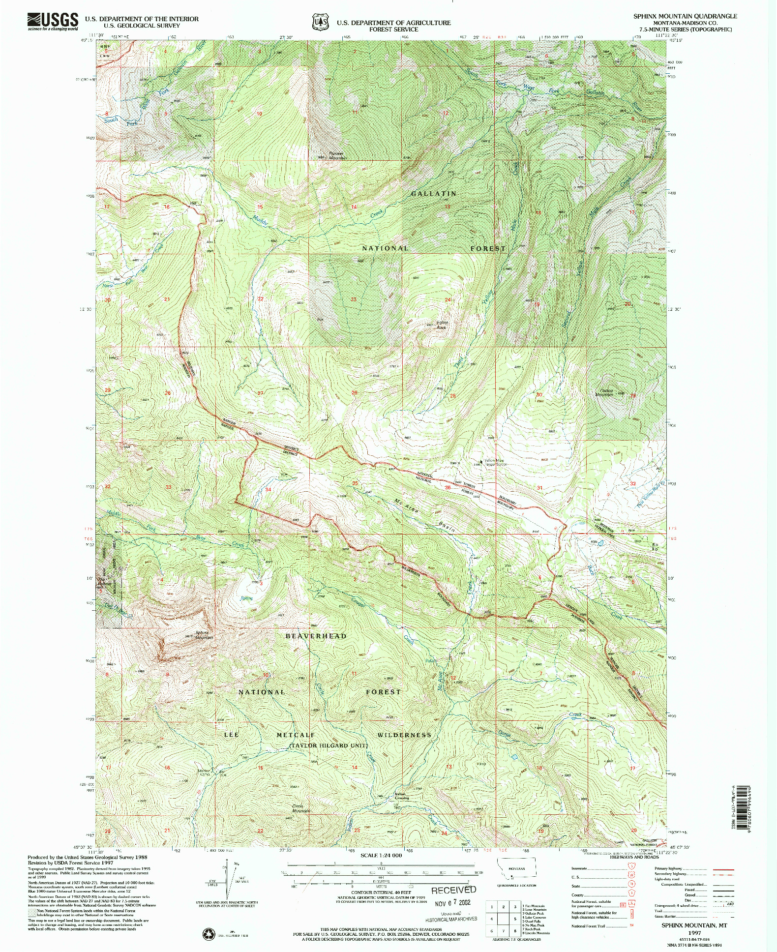 USGS 1:24000-SCALE QUADRANGLE FOR SPHINX MOUNTAIN, MT 1997