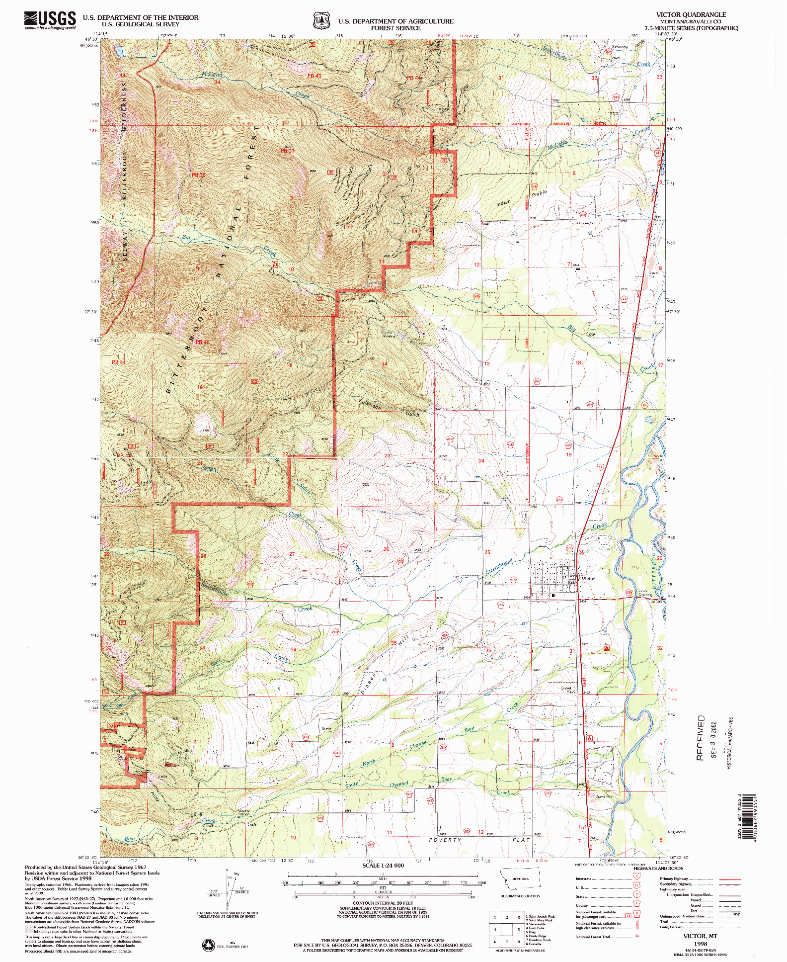 USGS 1:24000-SCALE QUADRANGLE FOR VICTOR, MT 1998