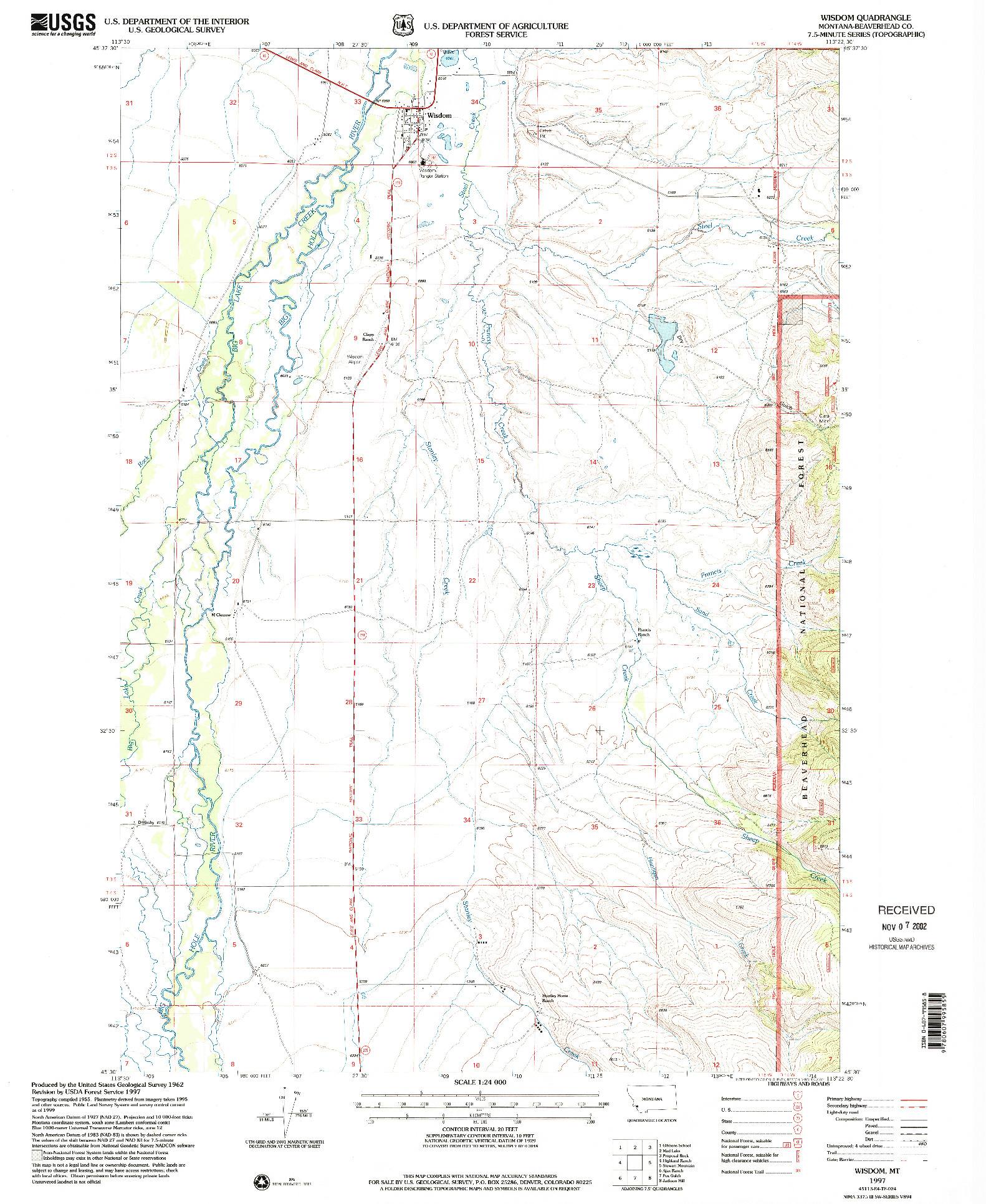 USGS 1:24000-SCALE QUADRANGLE FOR WISDOM, MT 1997