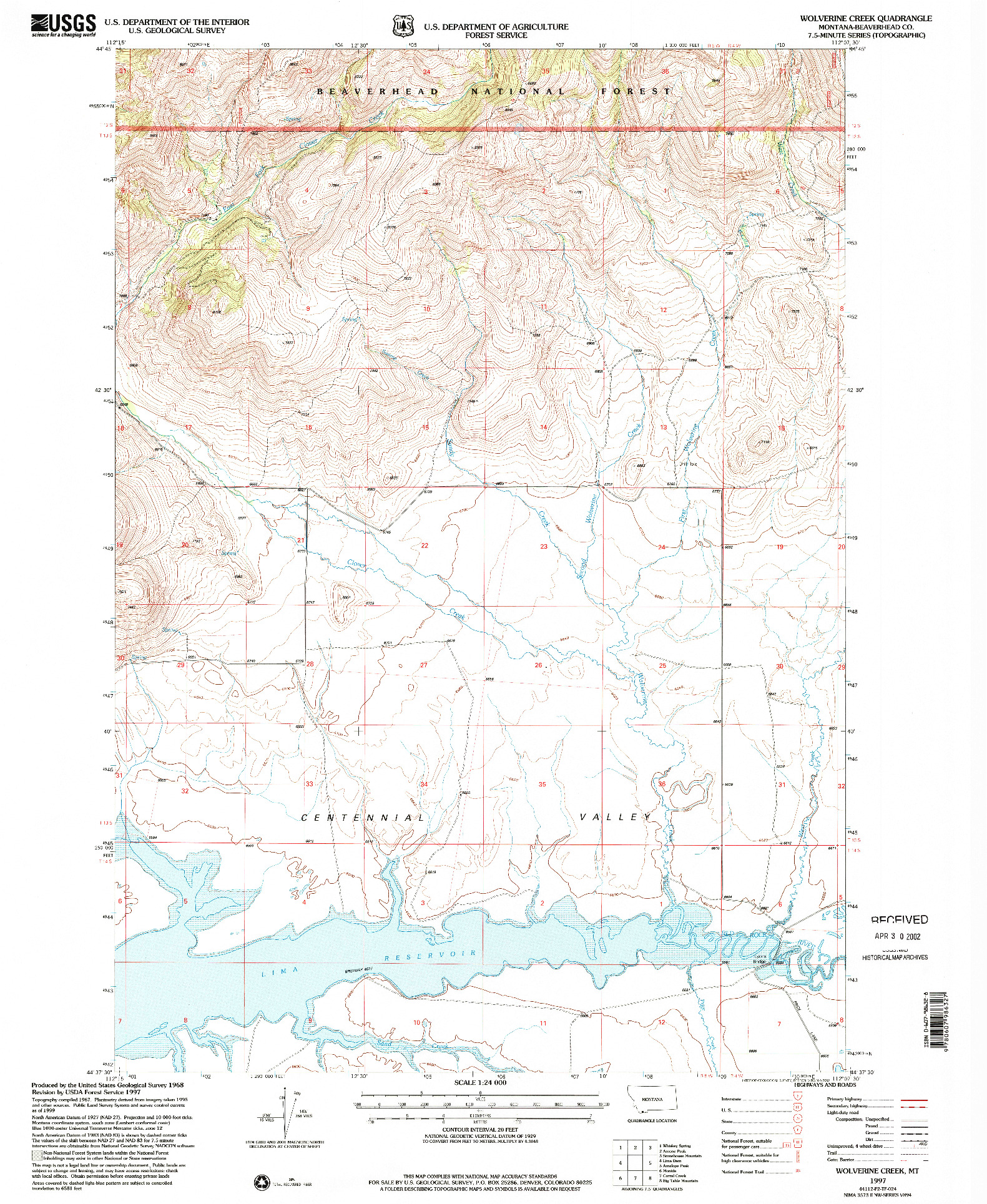 USGS 1:24000-SCALE QUADRANGLE FOR WOLVERINE CREEK, MT 1997
