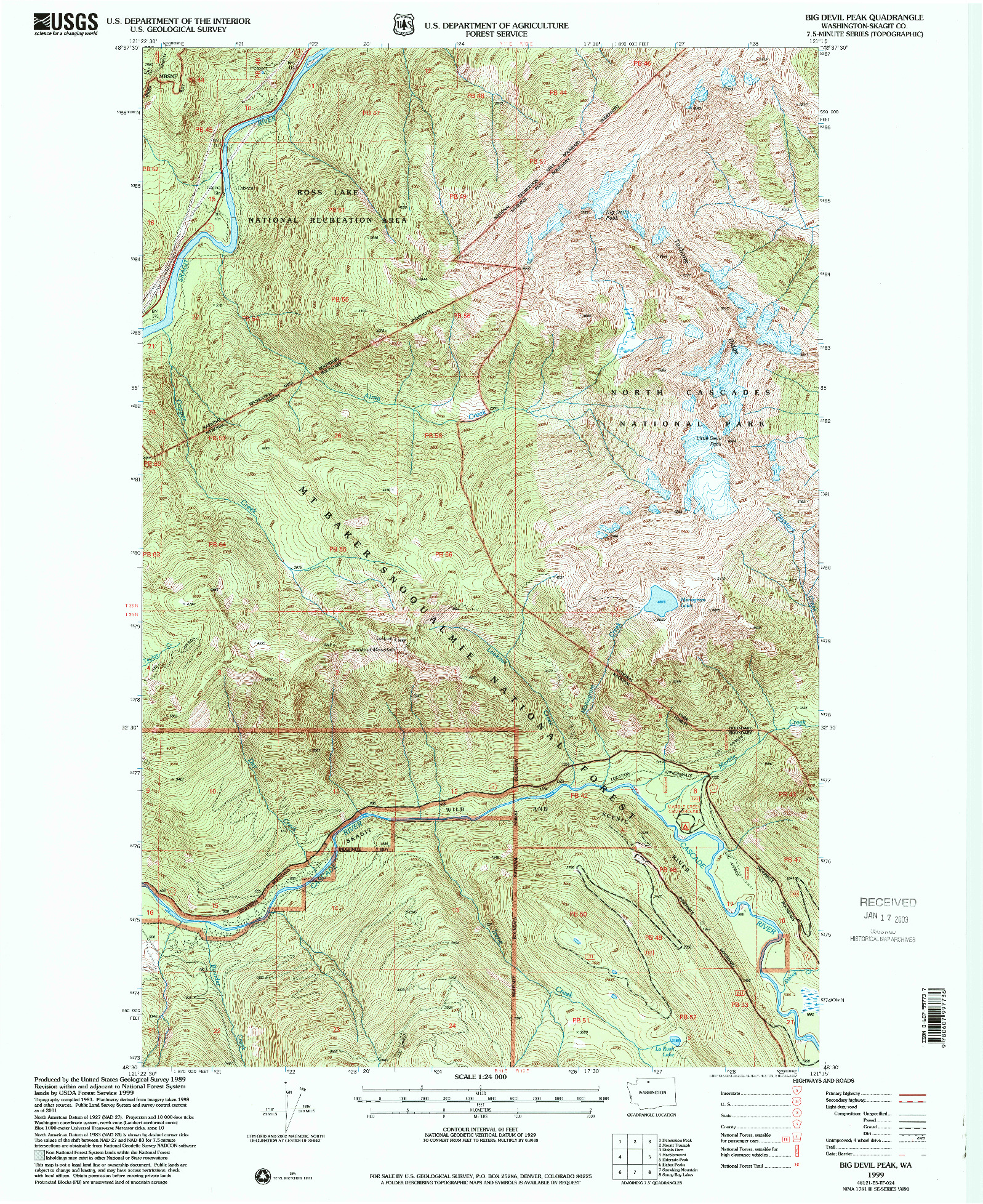 USGS 1:24000-SCALE QUADRANGLE FOR BIG DEVIL PEAK, WA 1999