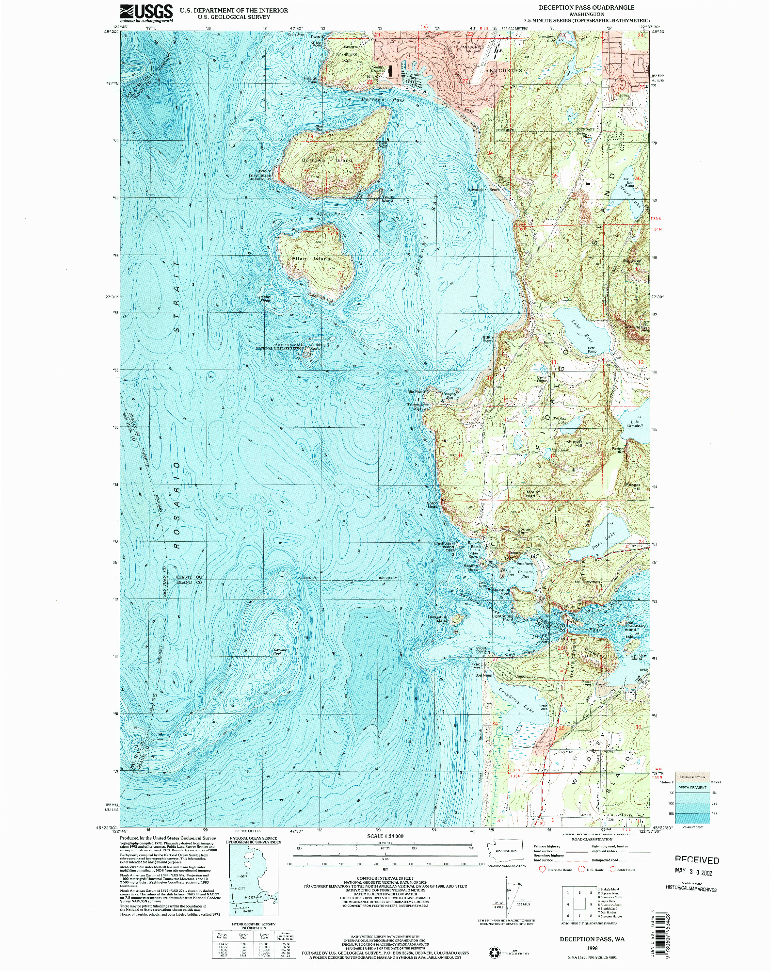 USGS 1:24000-SCALE QUADRANGLE FOR DECEPTION PASS, WA 1998