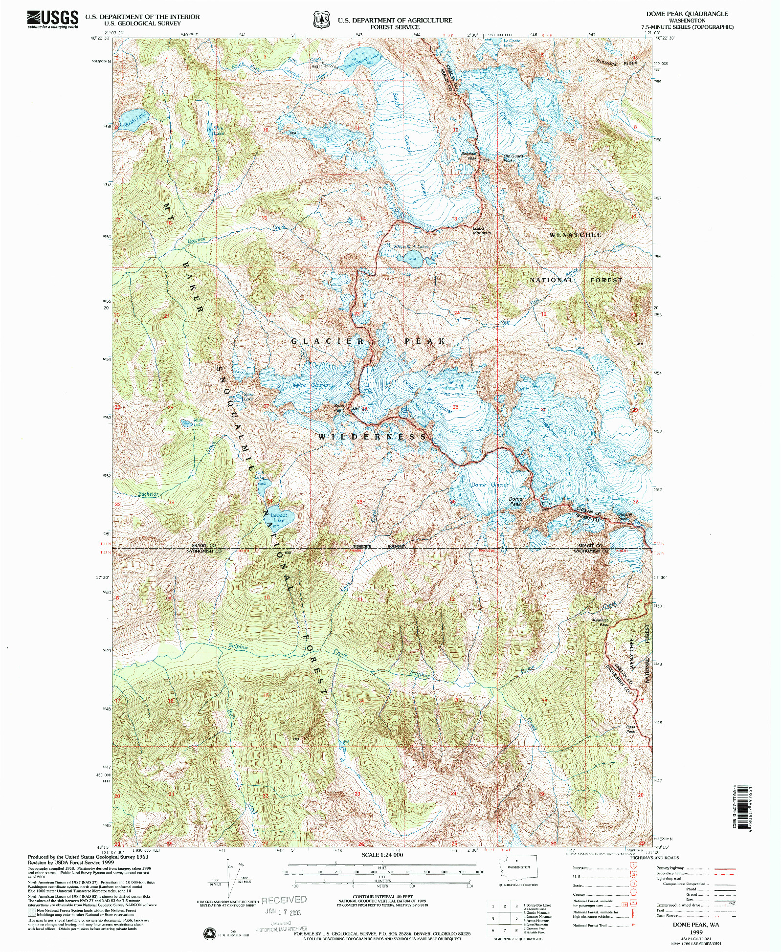 USGS 1:24000-SCALE QUADRANGLE FOR DOME PEAK, WA 1999