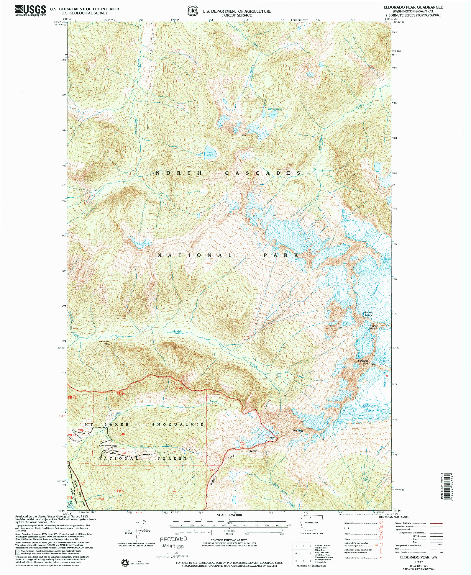 USGS 1:24000-SCALE QUADRANGLE FOR ELDORADO PEAK, WA 1999