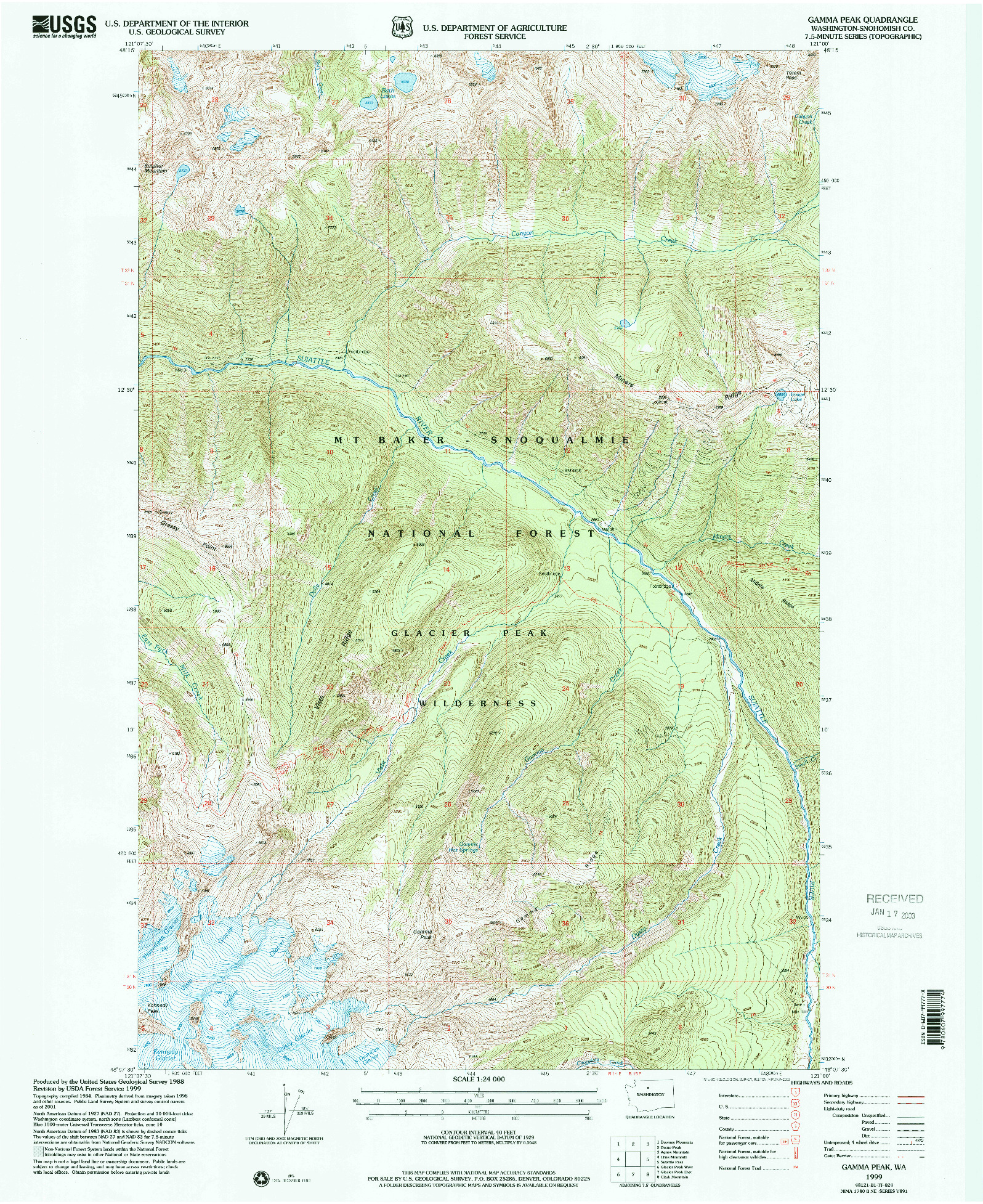 USGS 1:24000-SCALE QUADRANGLE FOR GAMMA PEAK, WA 1999