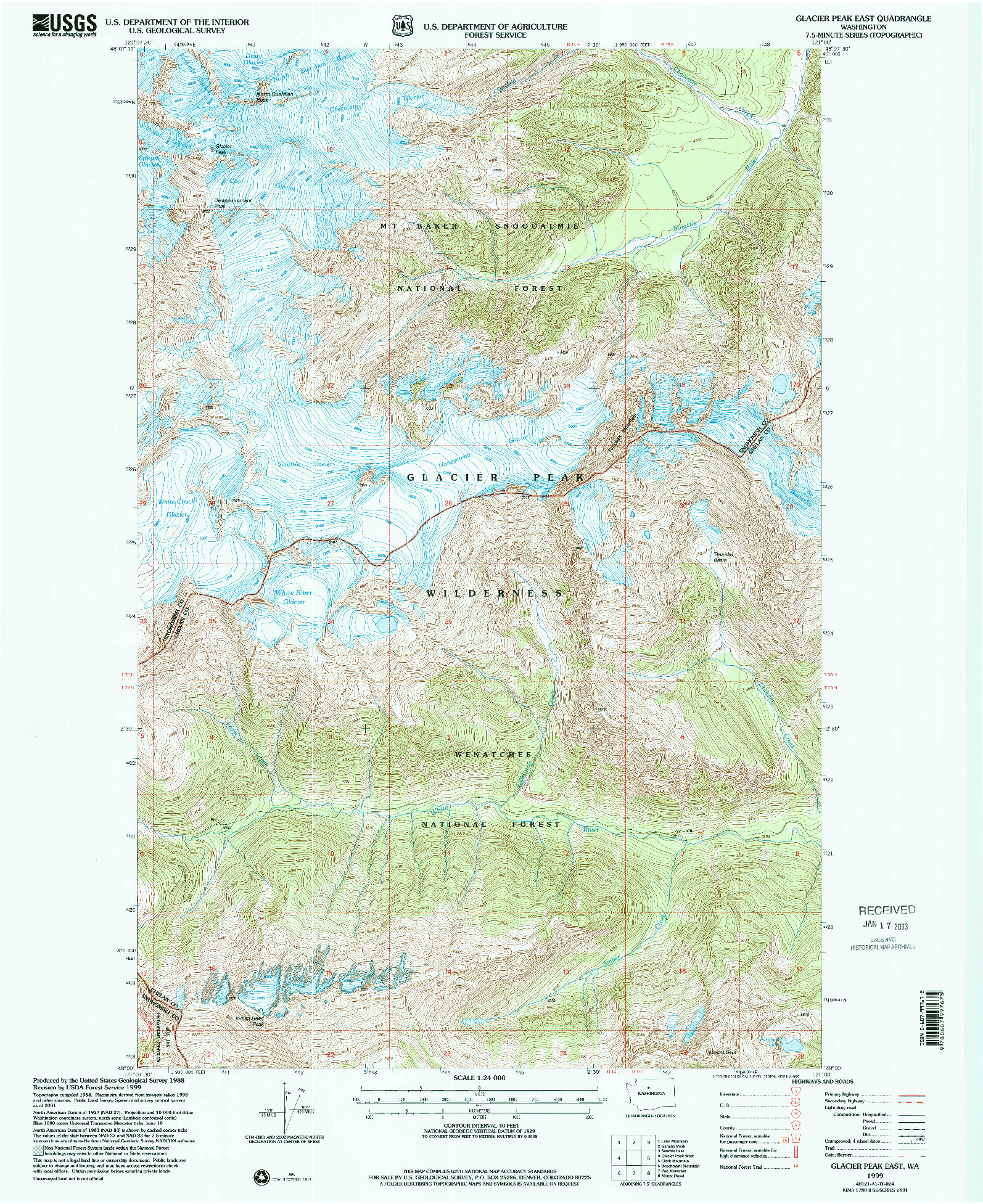 USGS 1:24000-SCALE QUADRANGLE FOR GLACIER PEAK EAST, WA 1999