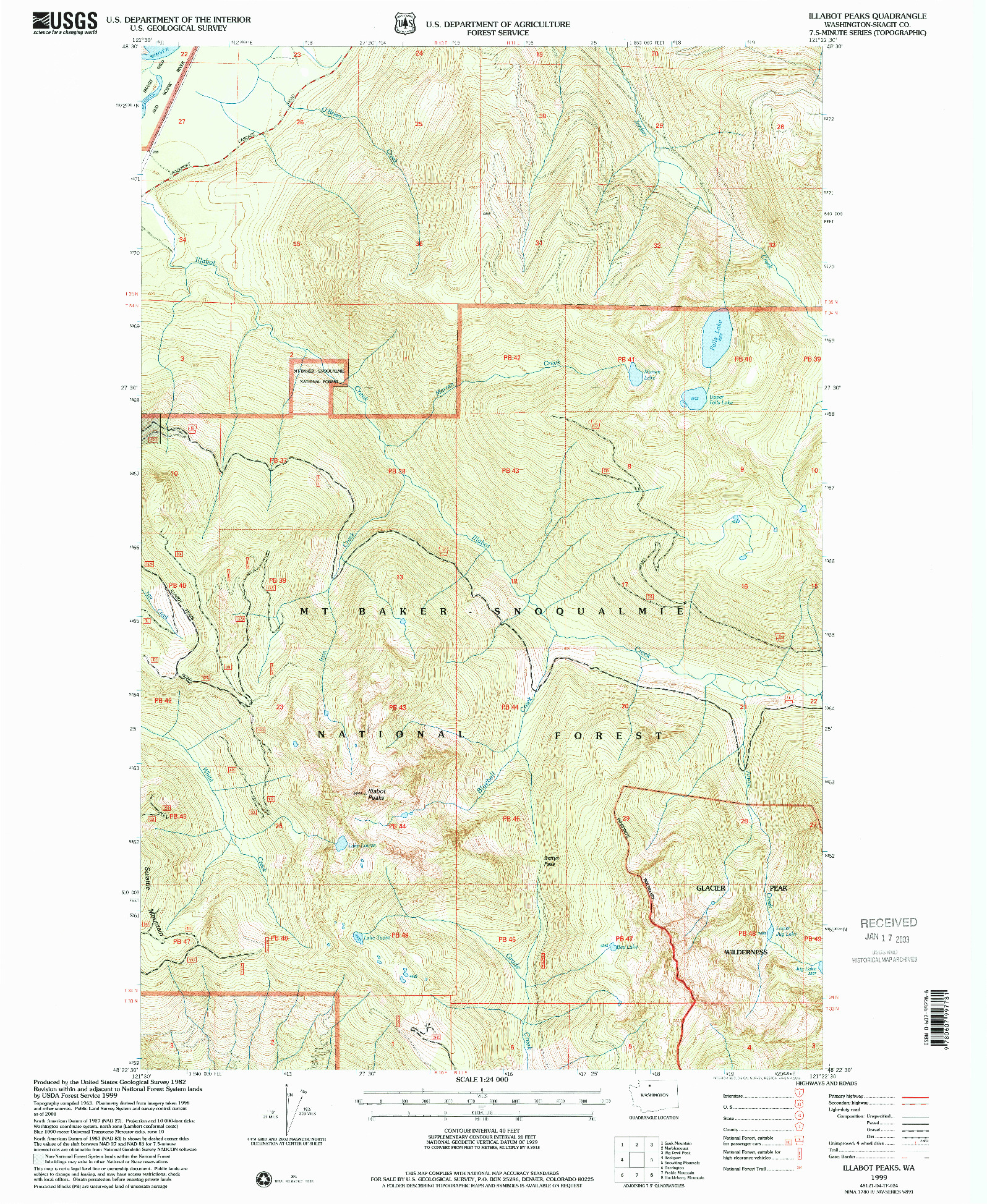 USGS 1:24000-SCALE QUADRANGLE FOR ILLABOT PEAKS, WA 1999