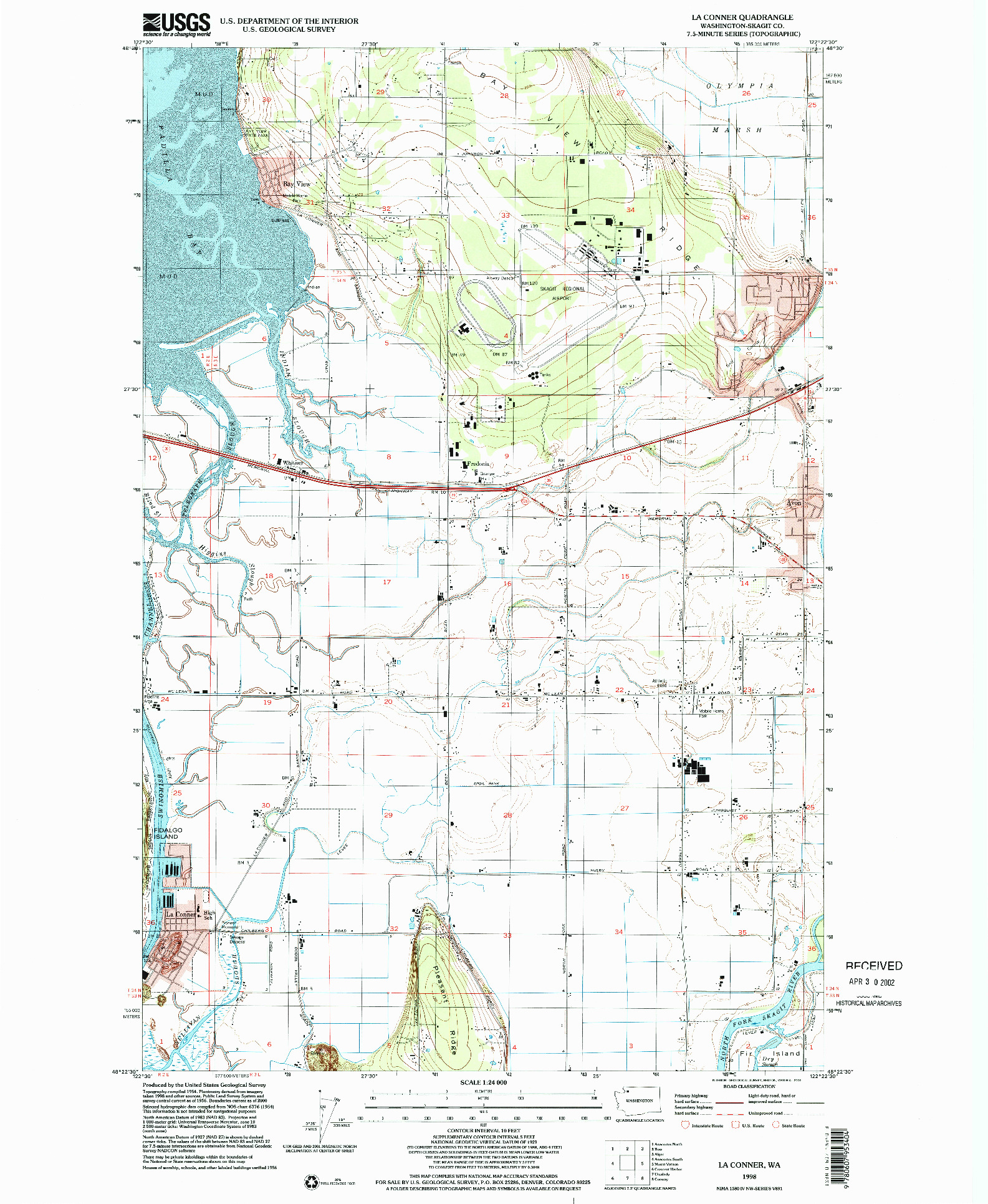 USGS 1:24000-SCALE QUADRANGLE FOR LA CONNER, WA 1998