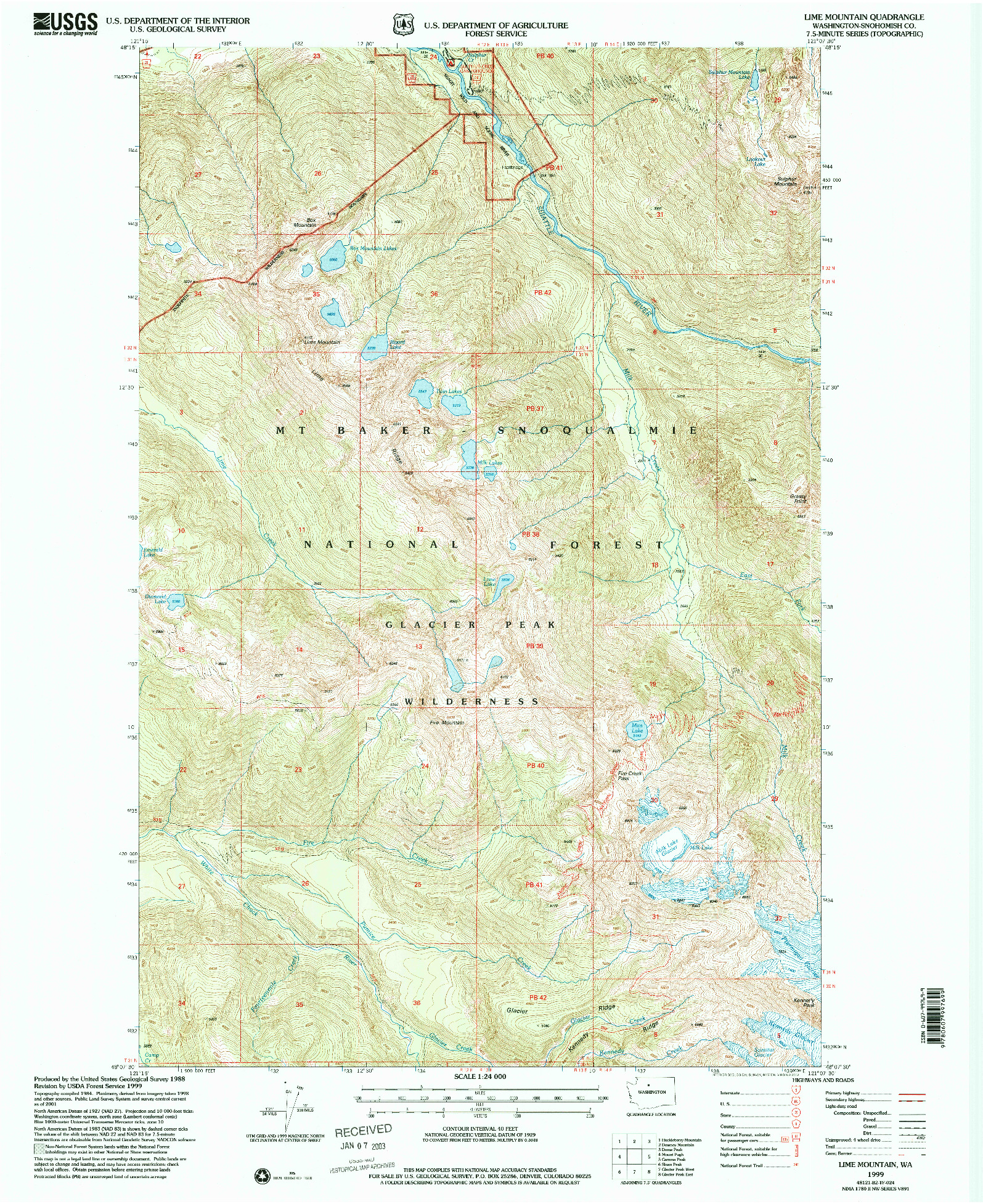 USGS 1:24000-SCALE QUADRANGLE FOR LIME MOUNTAIN, WA 1999
