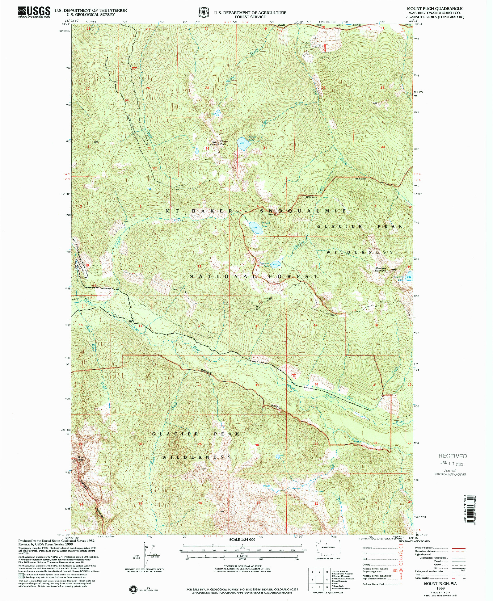 USGS 1:24000-SCALE QUADRANGLE FOR MOUNT PUGH, WA 1999