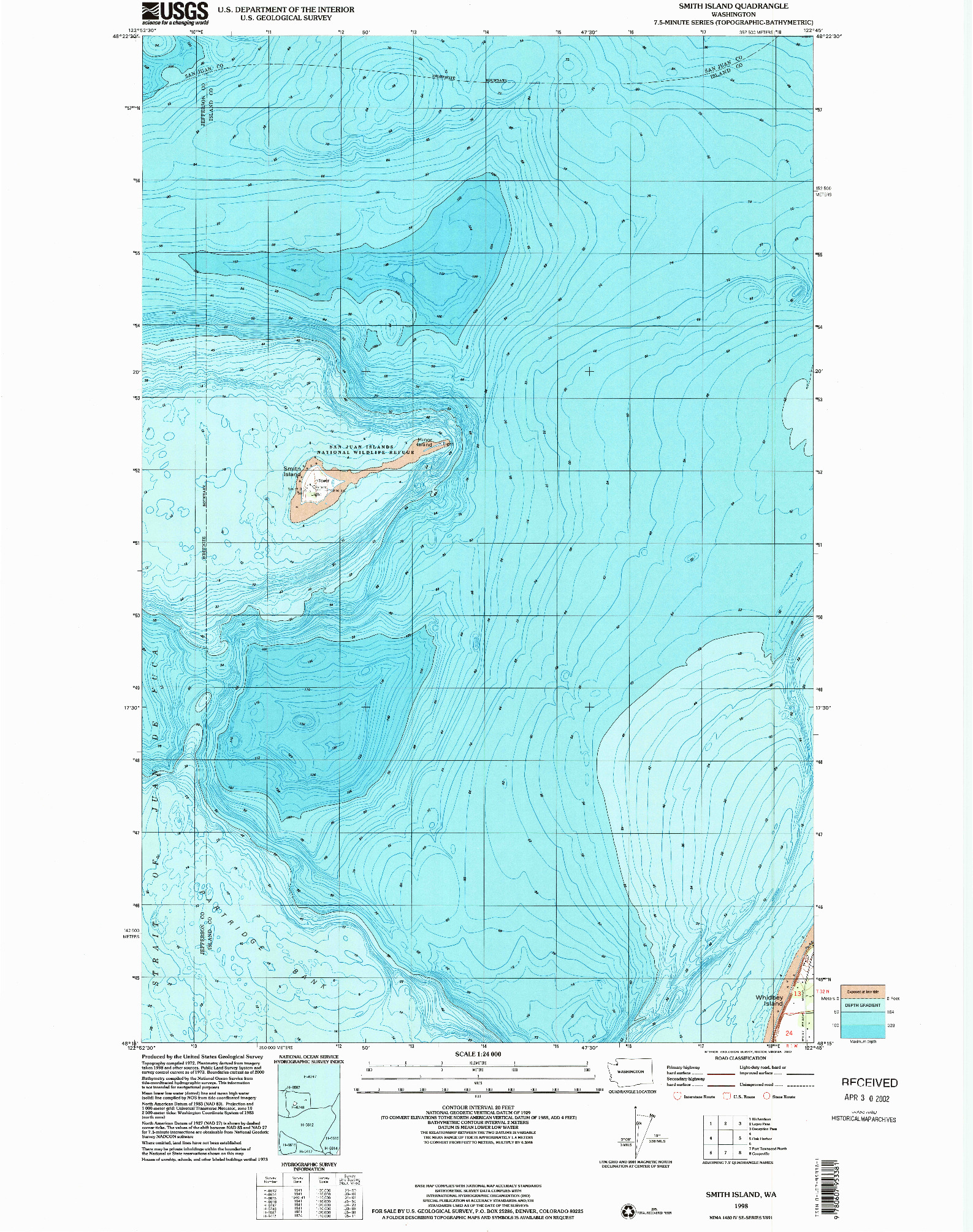 USGS 1:24000-SCALE QUADRANGLE FOR SMITH ISLAND, WA 1998