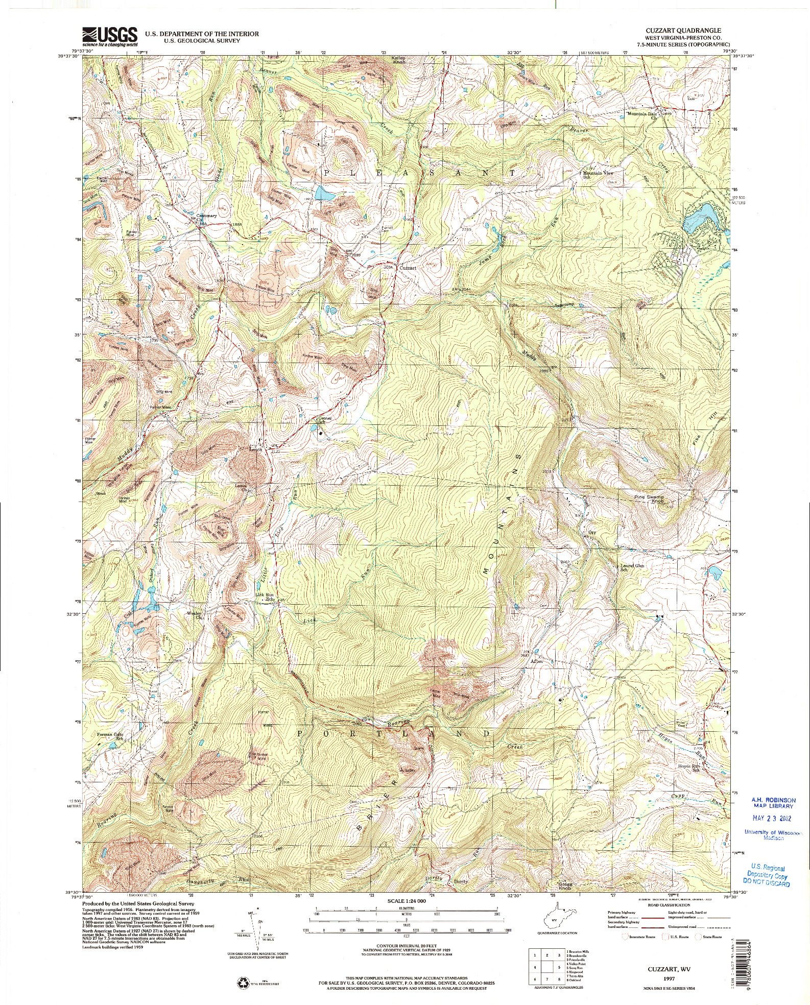 USGS 1:24000-SCALE QUADRANGLE FOR CUZZART, WV 1997