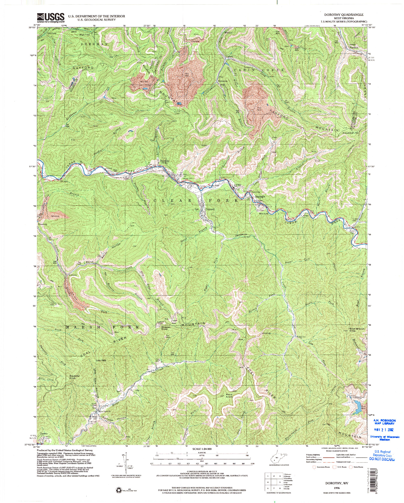 USGS 1:24000-SCALE QUADRANGLE FOR DOROTHY, WV 1996