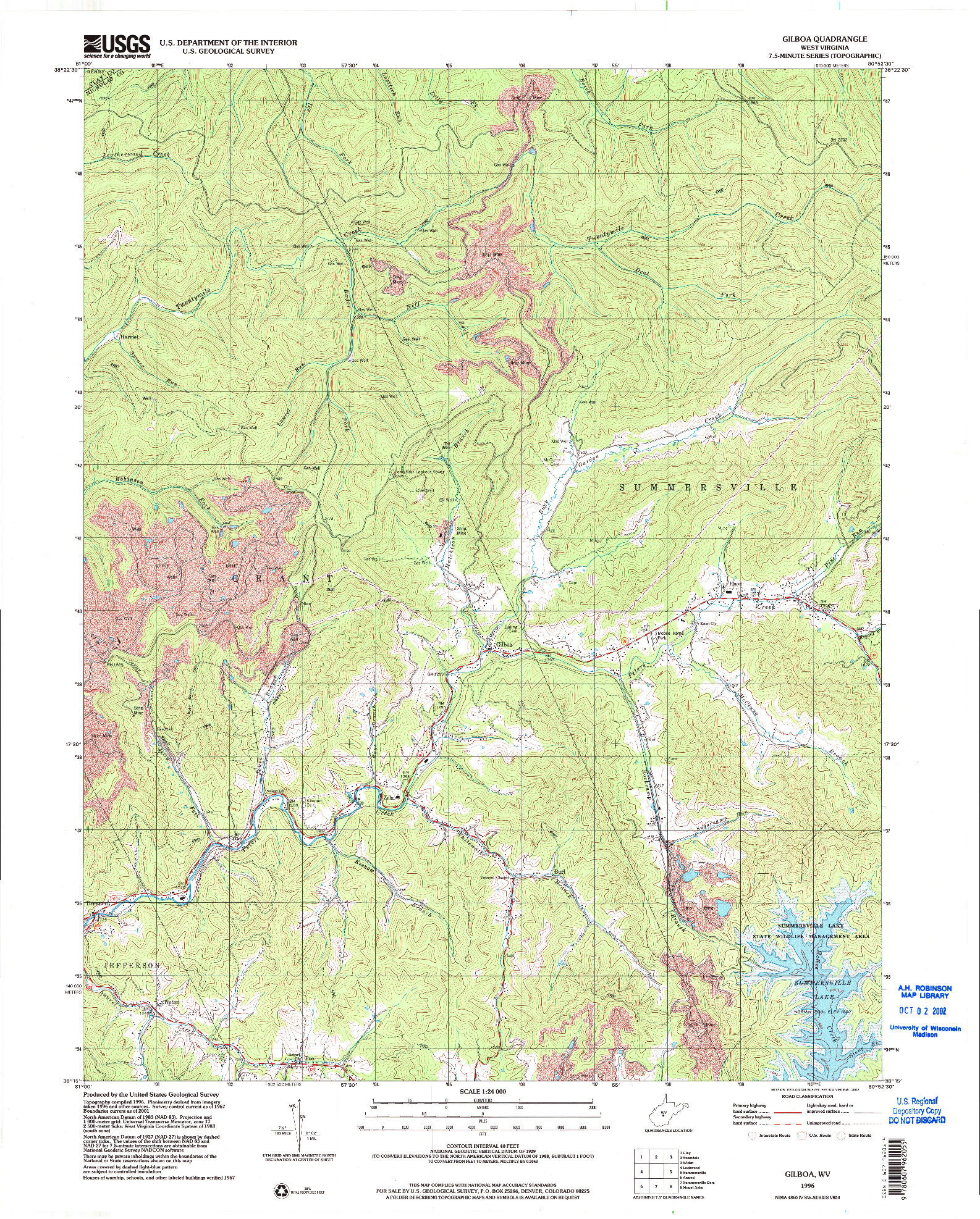 USGS 1:24000-SCALE QUADRANGLE FOR GILBOA, WV 1996