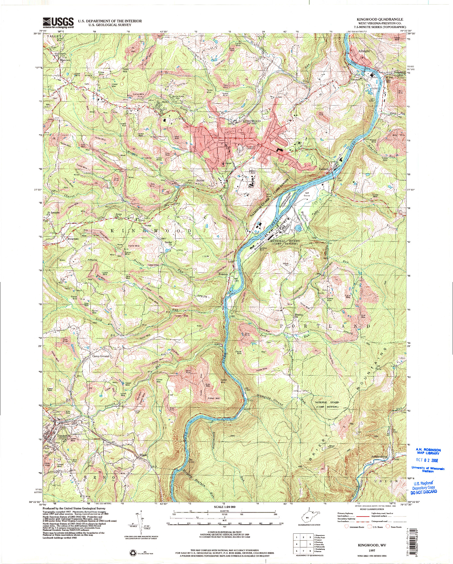 USGS 1:24000-SCALE QUADRANGLE FOR KINGWOOD, WV 1997