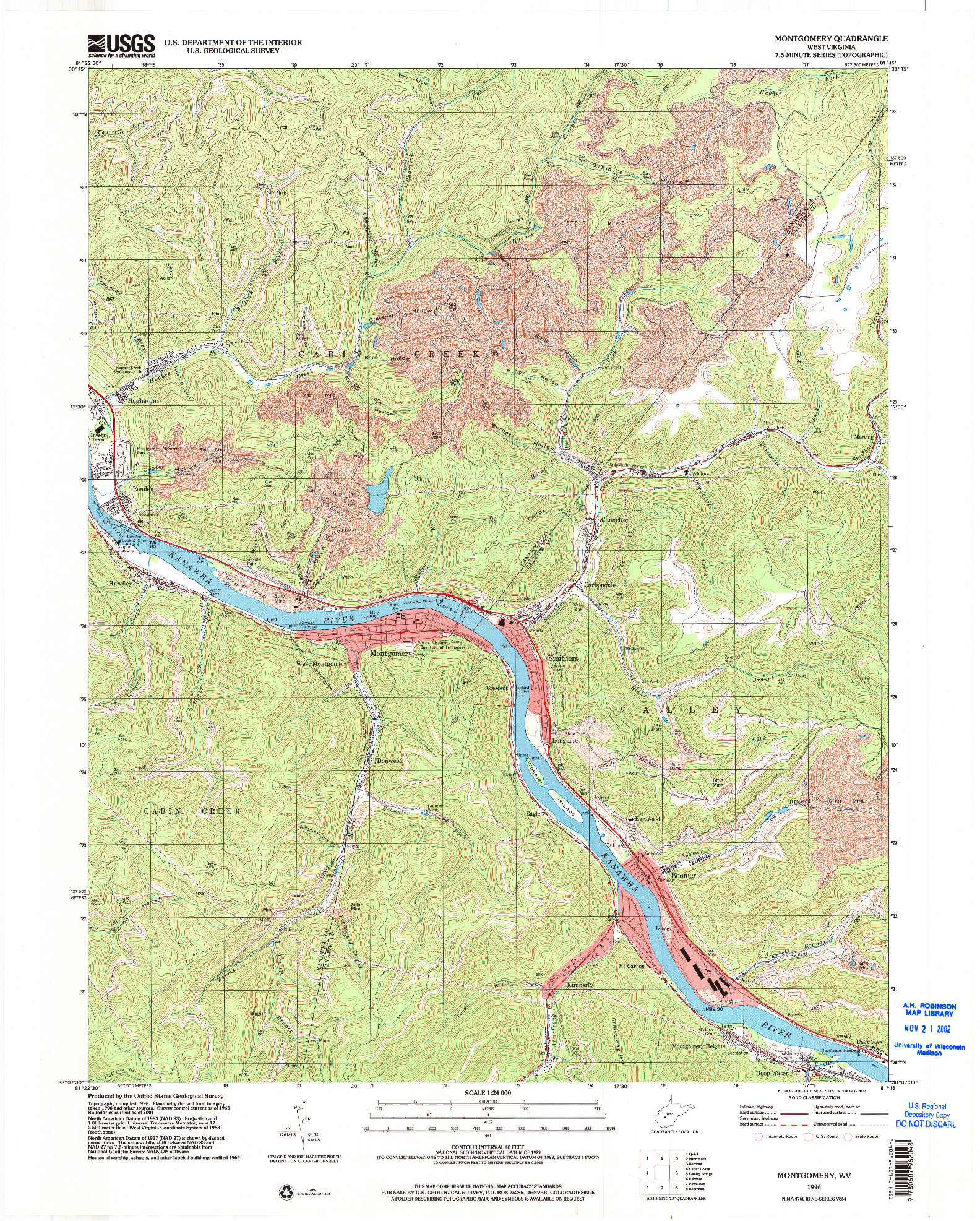 USGS 1:24000-SCALE QUADRANGLE FOR MONTGOMERY, WV 1996