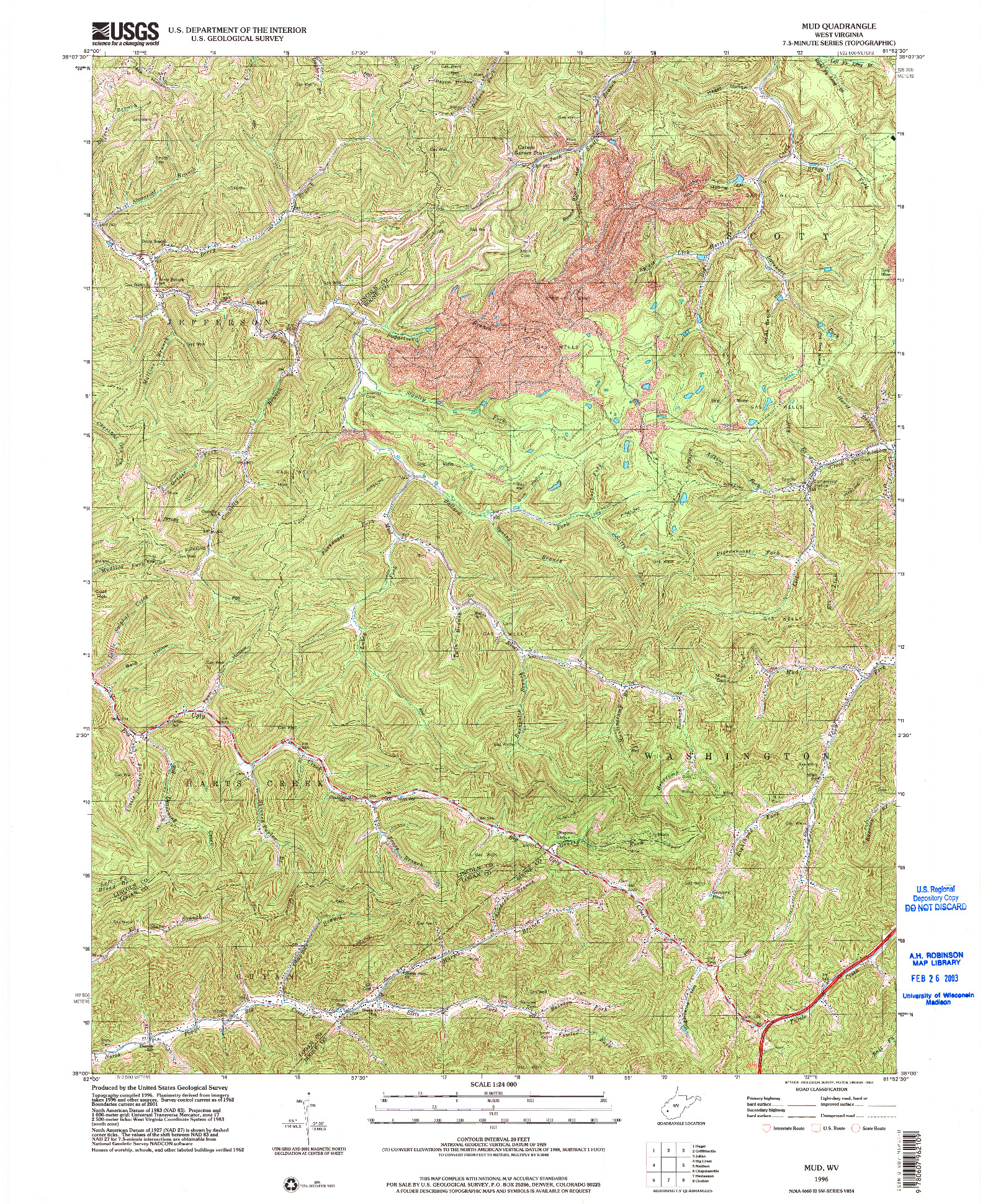 USGS 1:24000-SCALE QUADRANGLE FOR MUD, WV 1996