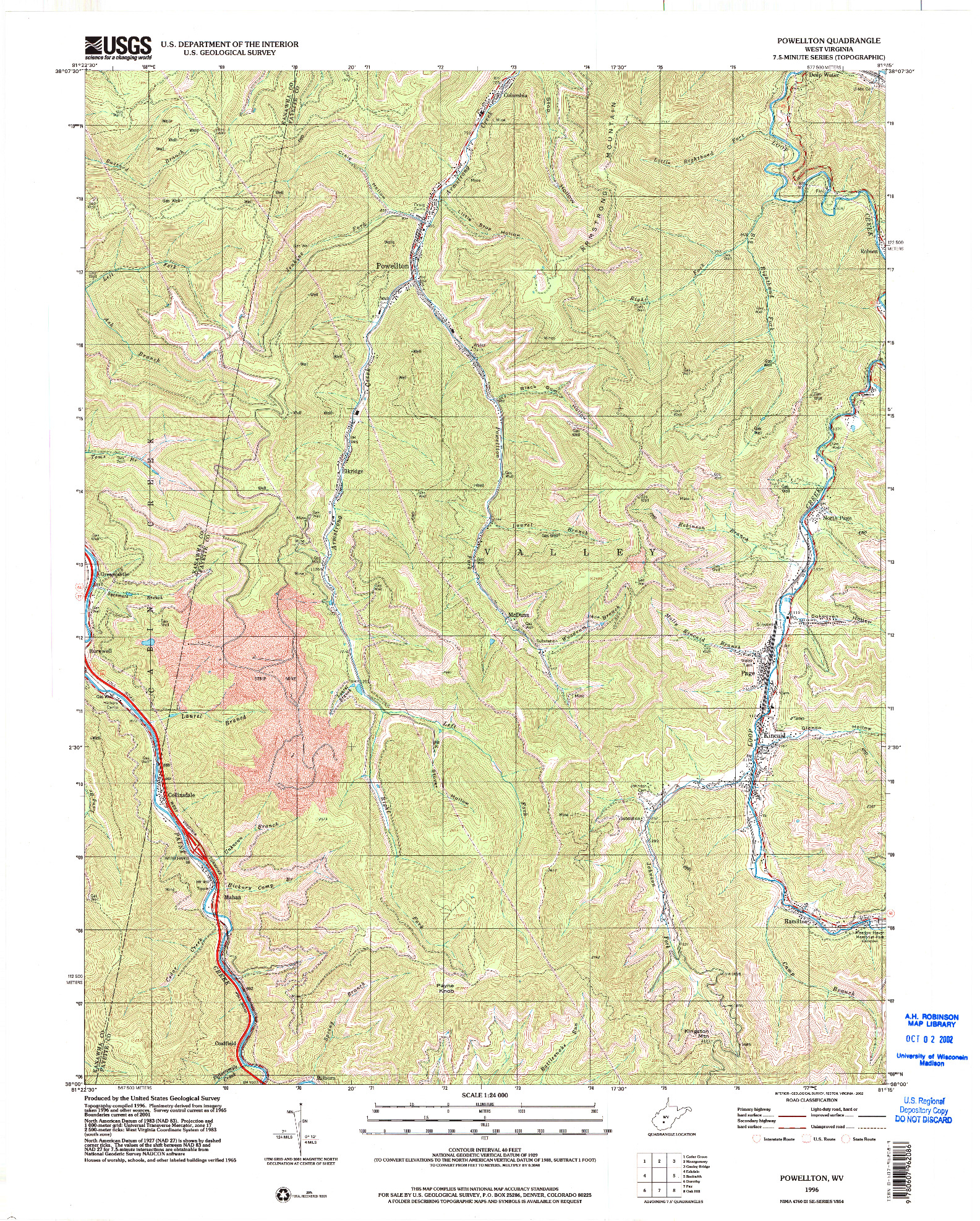 USGS 1:24000-SCALE QUADRANGLE FOR POWELLTON, WV 1996