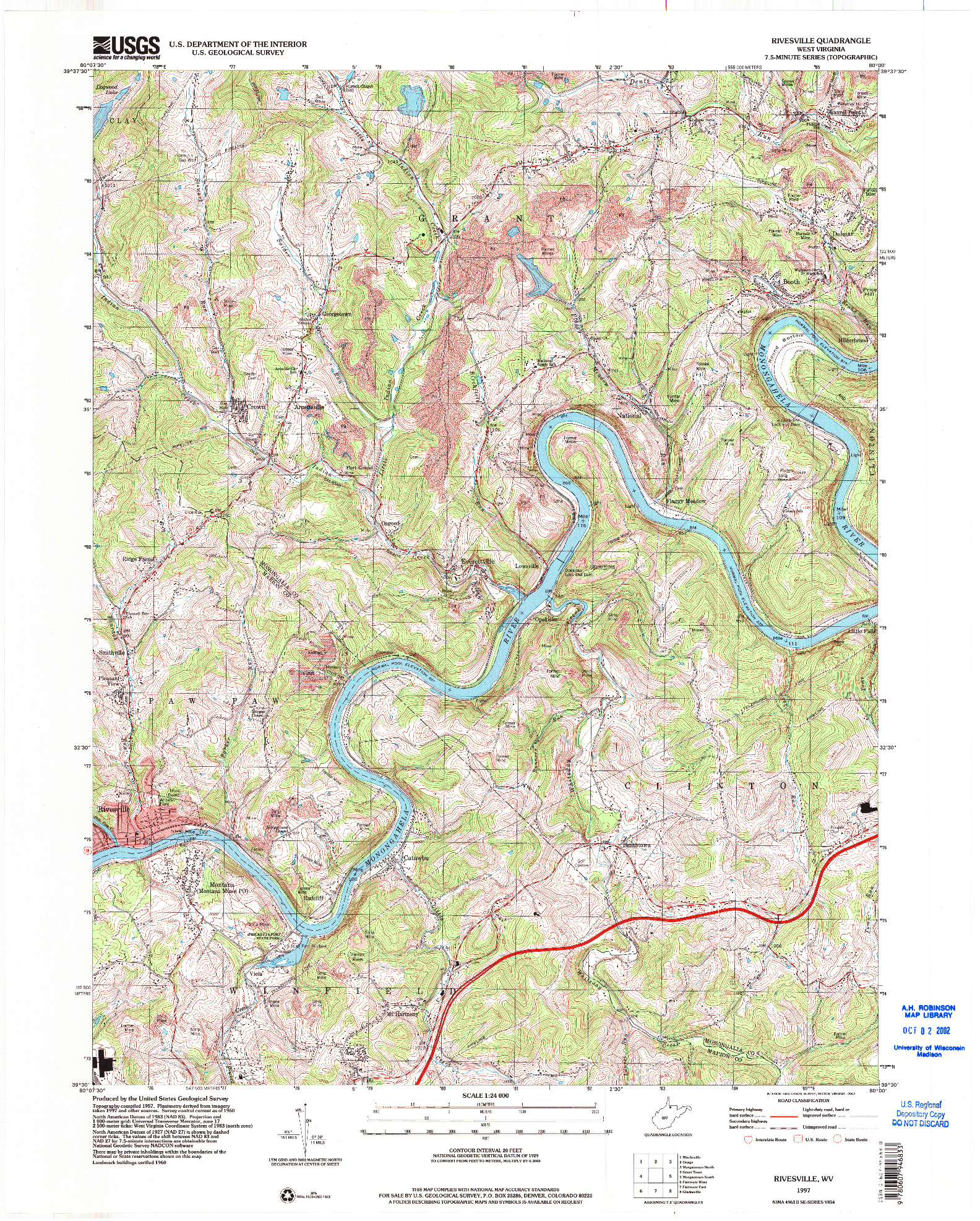 USGS 1:24000-SCALE QUADRANGLE FOR RIVESVILLE, WV 1997