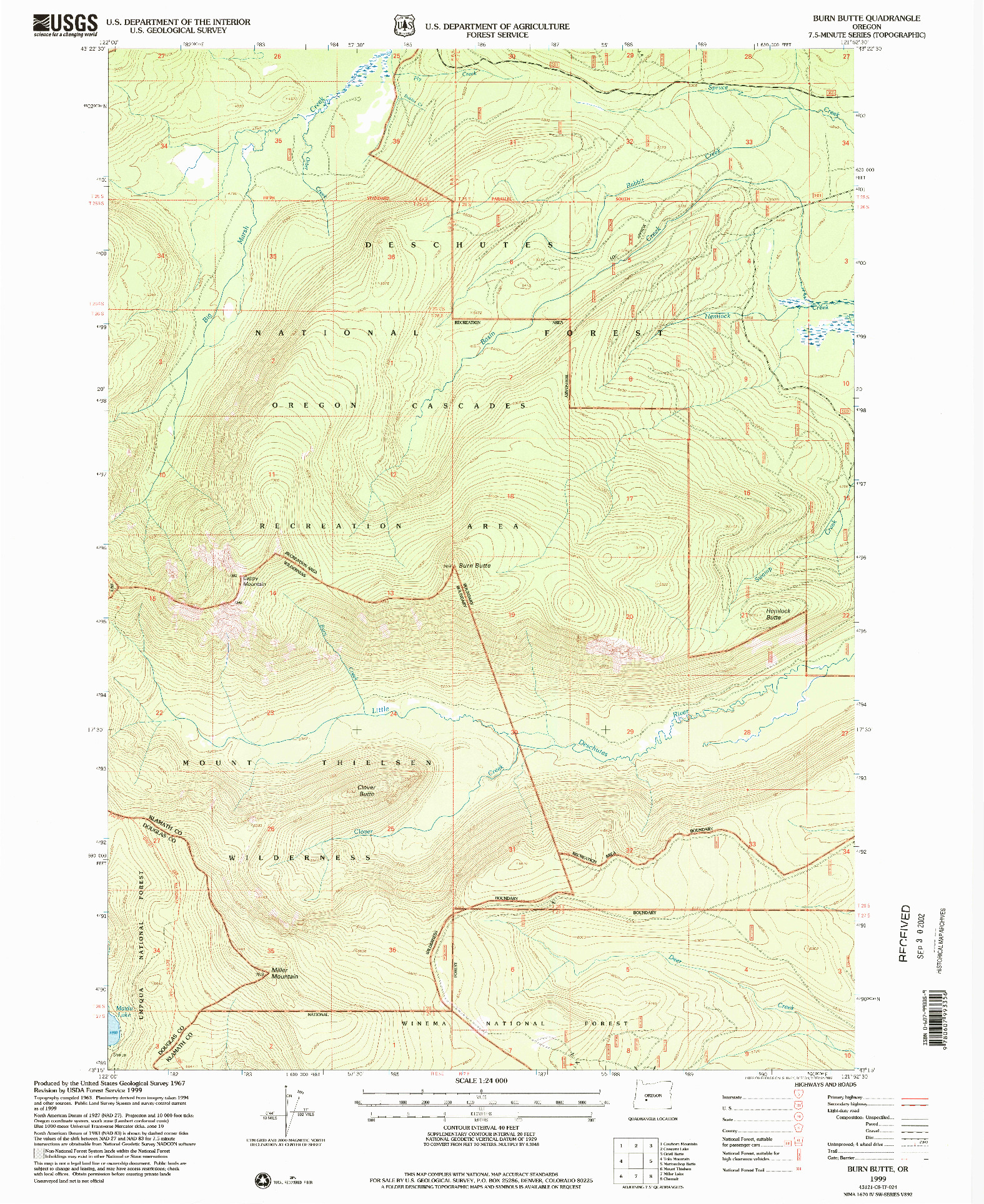 USGS 1:24000-SCALE QUADRANGLE FOR BURN BUTTE, OR 1999