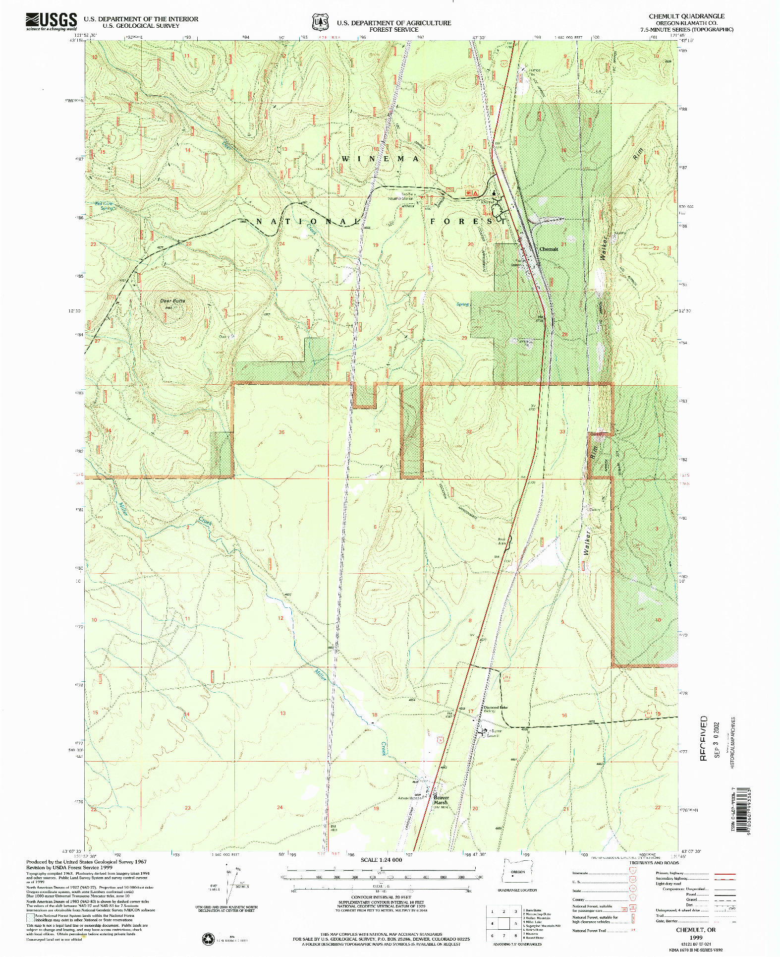 USGS 1:24000-SCALE QUADRANGLE FOR CHEMULT, OR 1999