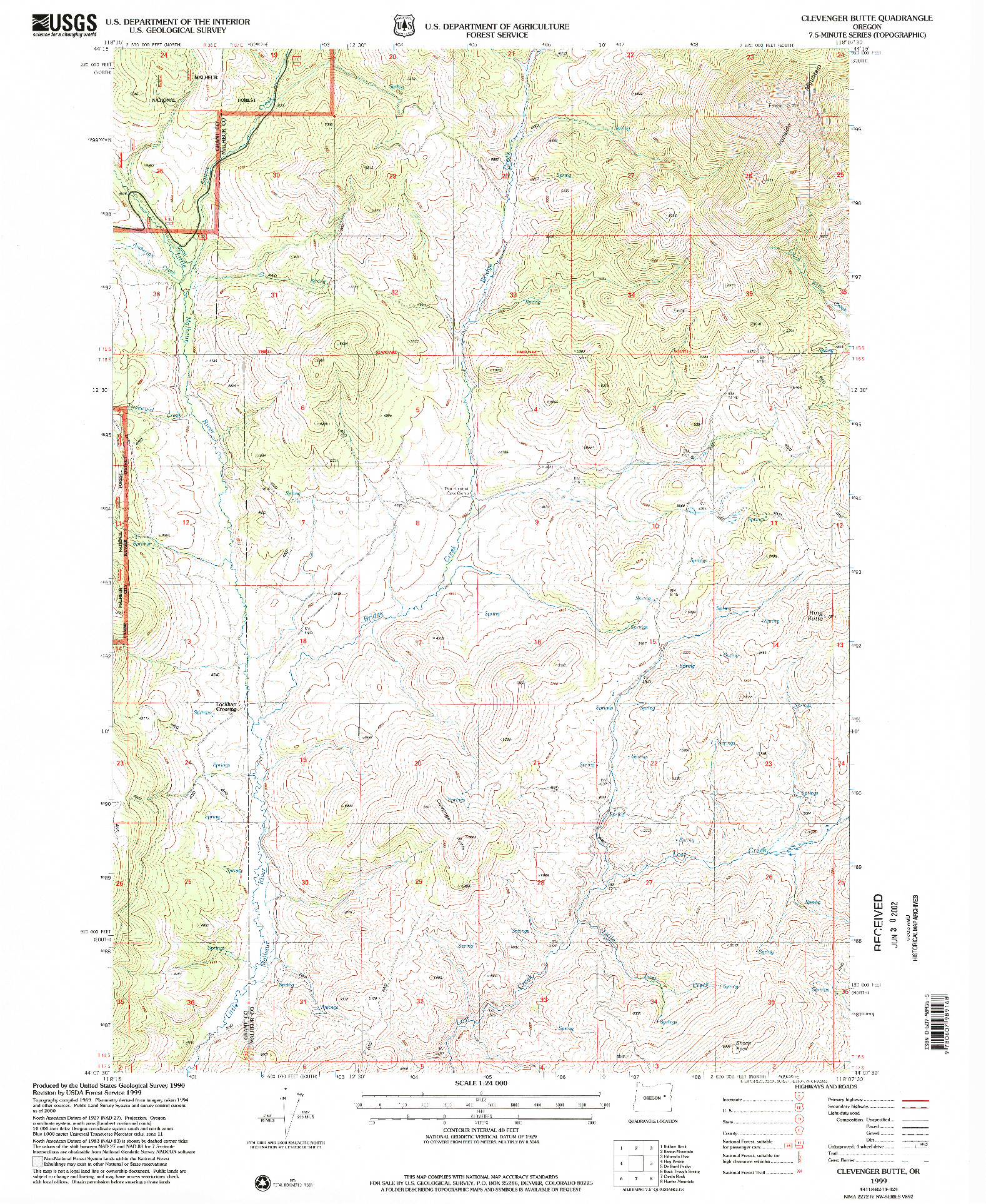 USGS 1:24000-SCALE QUADRANGLE FOR CLEVENGER BUTTE, OR 1999