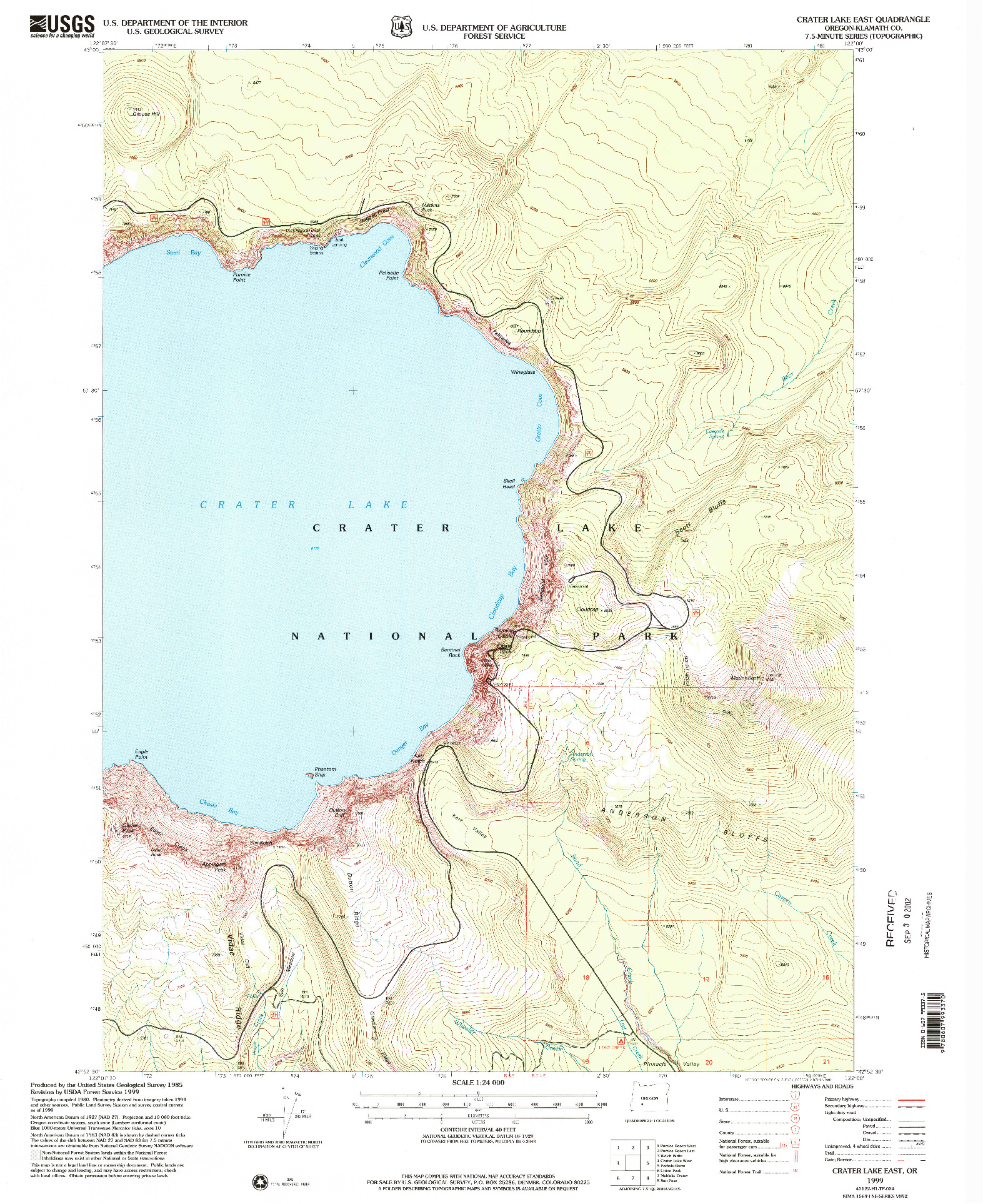 USGS 1:24000-SCALE QUADRANGLE FOR CRATER LAKE EAST, OR 1999