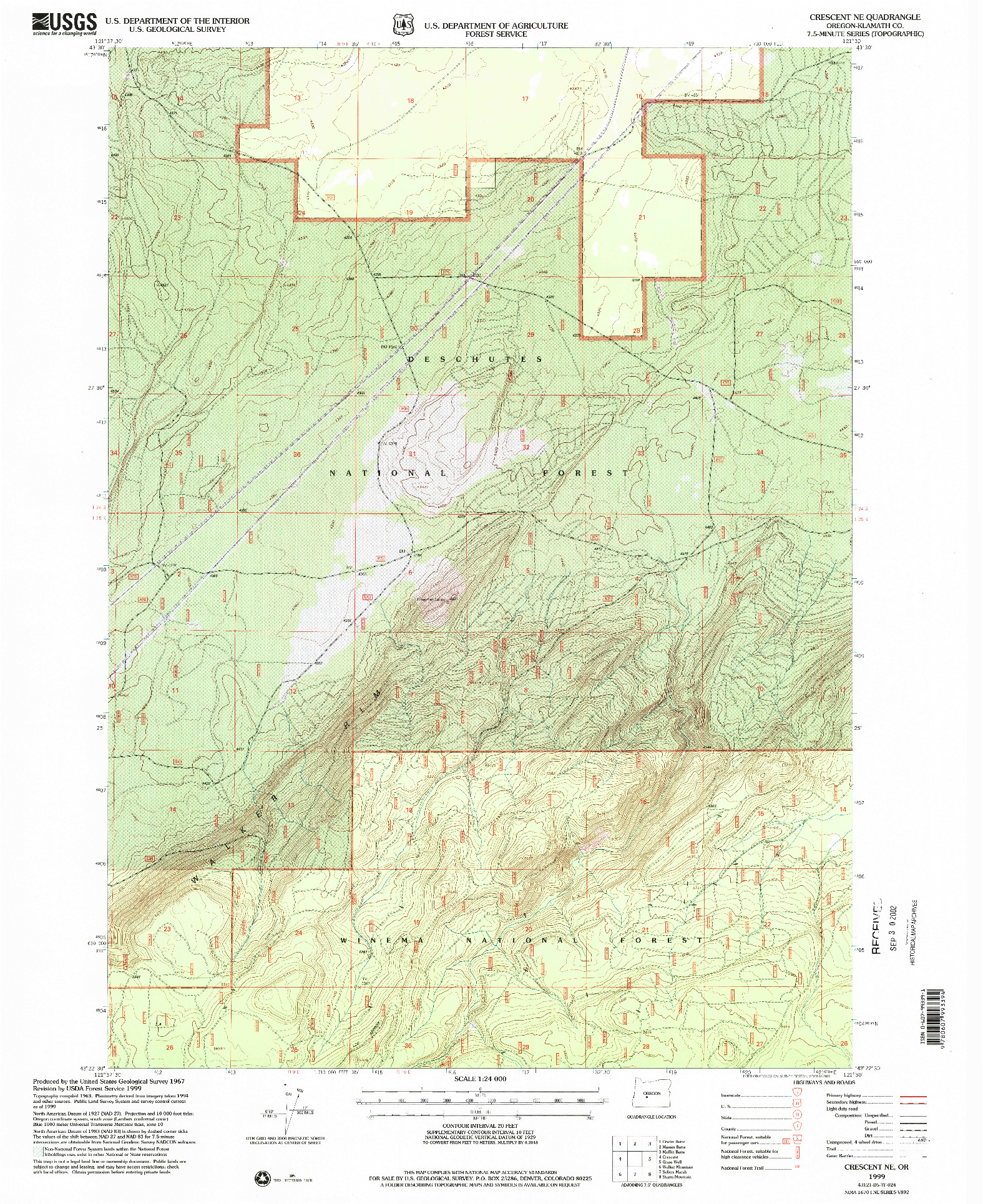 USGS 1:24000-SCALE QUADRANGLE FOR CRESCENT NE, OR 1999