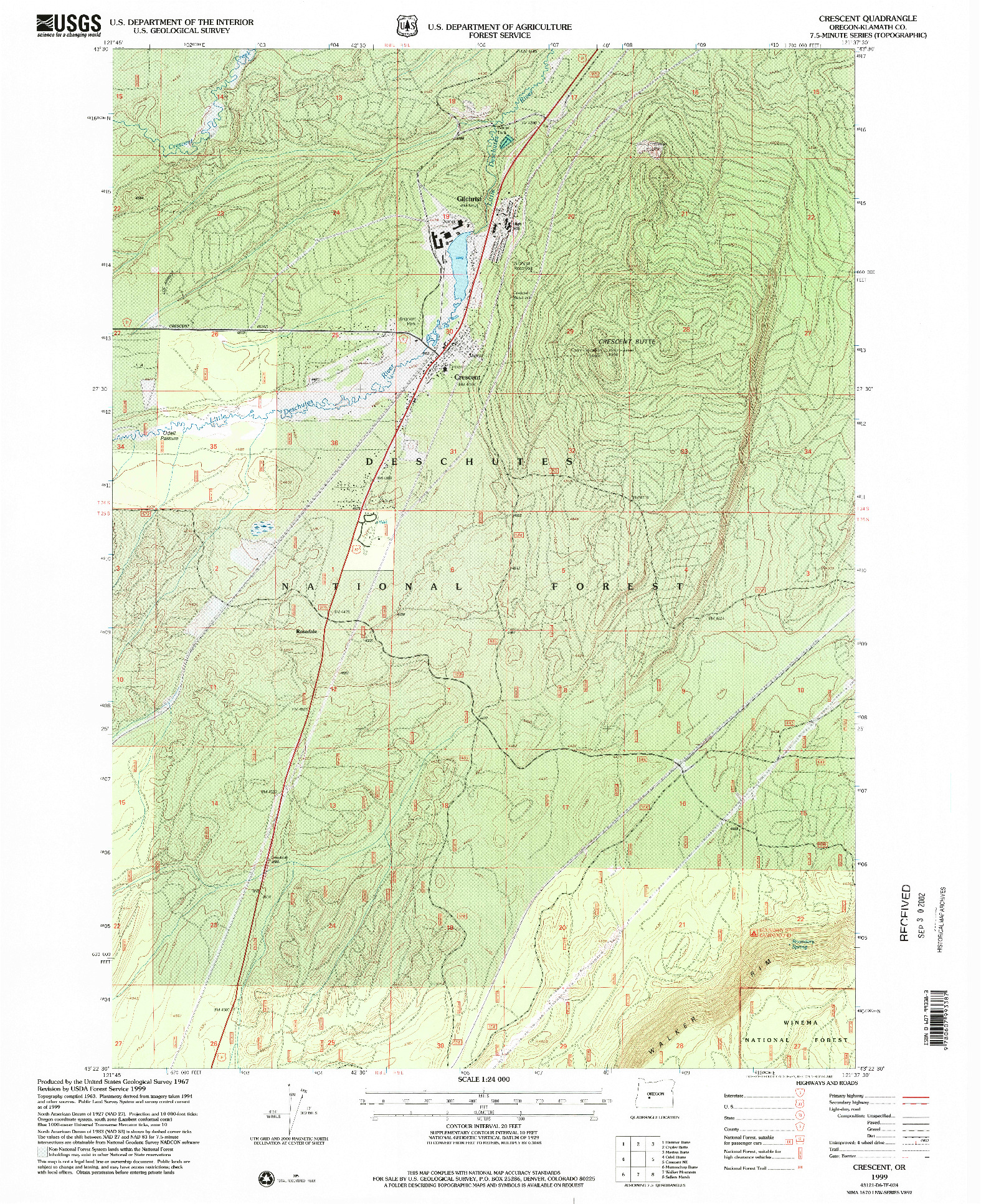 USGS 1:24000-SCALE QUADRANGLE FOR CRESCENT, OR 1999