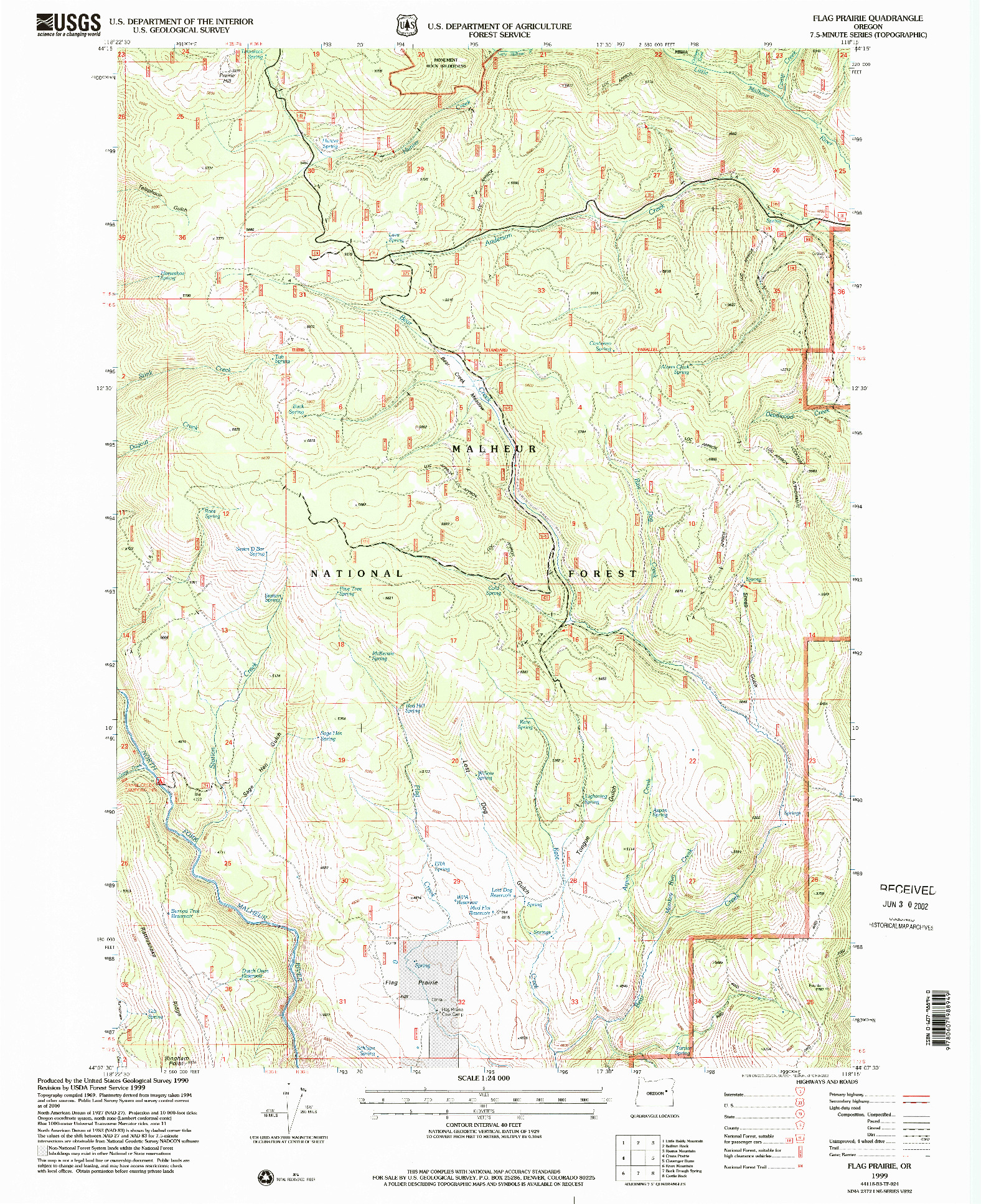 USGS 1:24000-SCALE QUADRANGLE FOR FLAG PRAIRIE, OR 1999