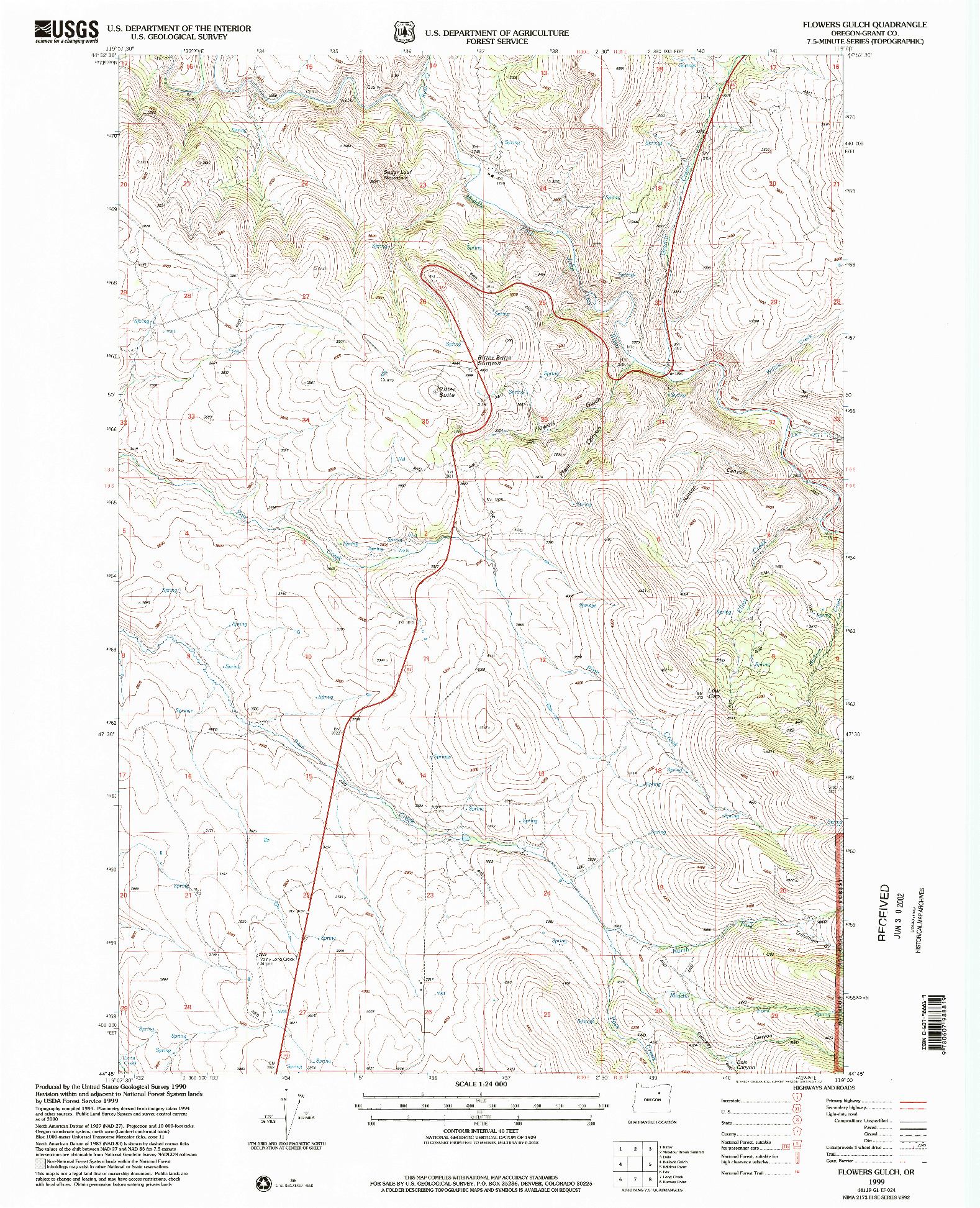 USGS 1:24000-SCALE QUADRANGLE FOR FLOWERS GULCH, OR 1999