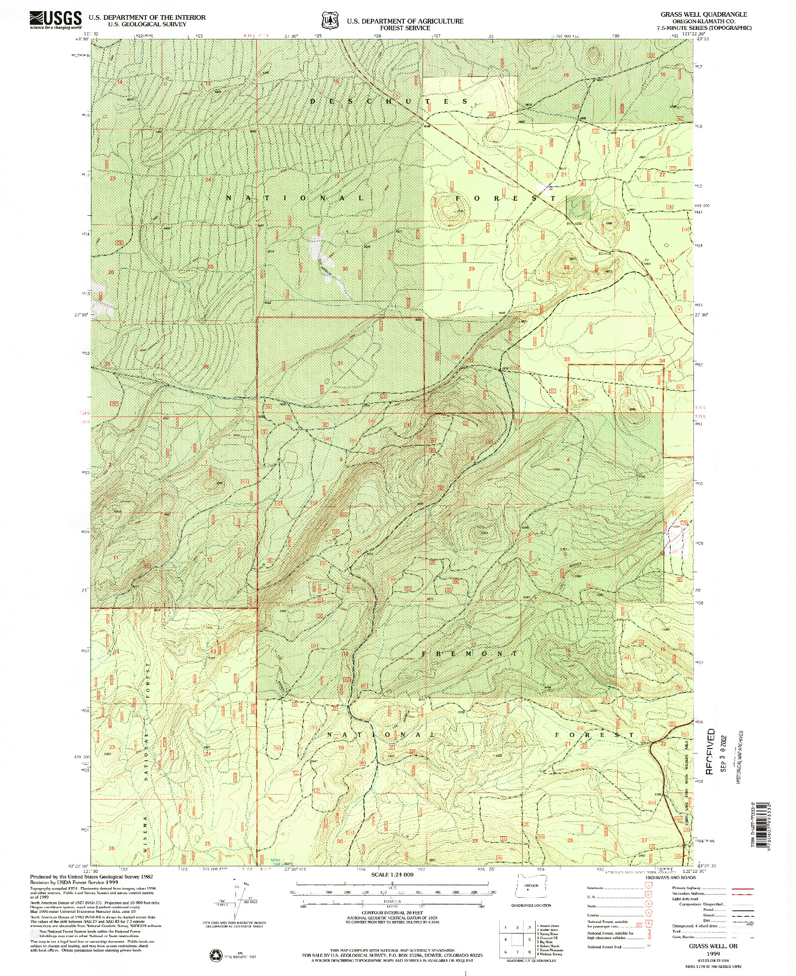 USGS 1:24000-SCALE QUADRANGLE FOR GRASS WELL, OR 1999