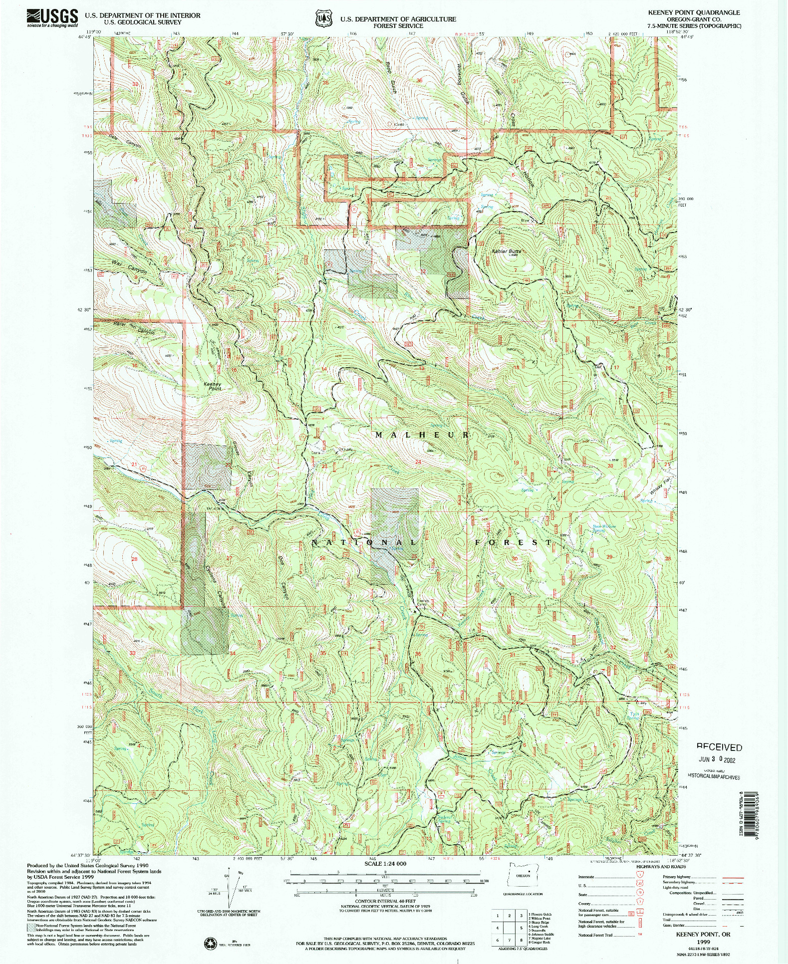 USGS 1:24000-SCALE QUADRANGLE FOR KEENEY POINT, OR 1999