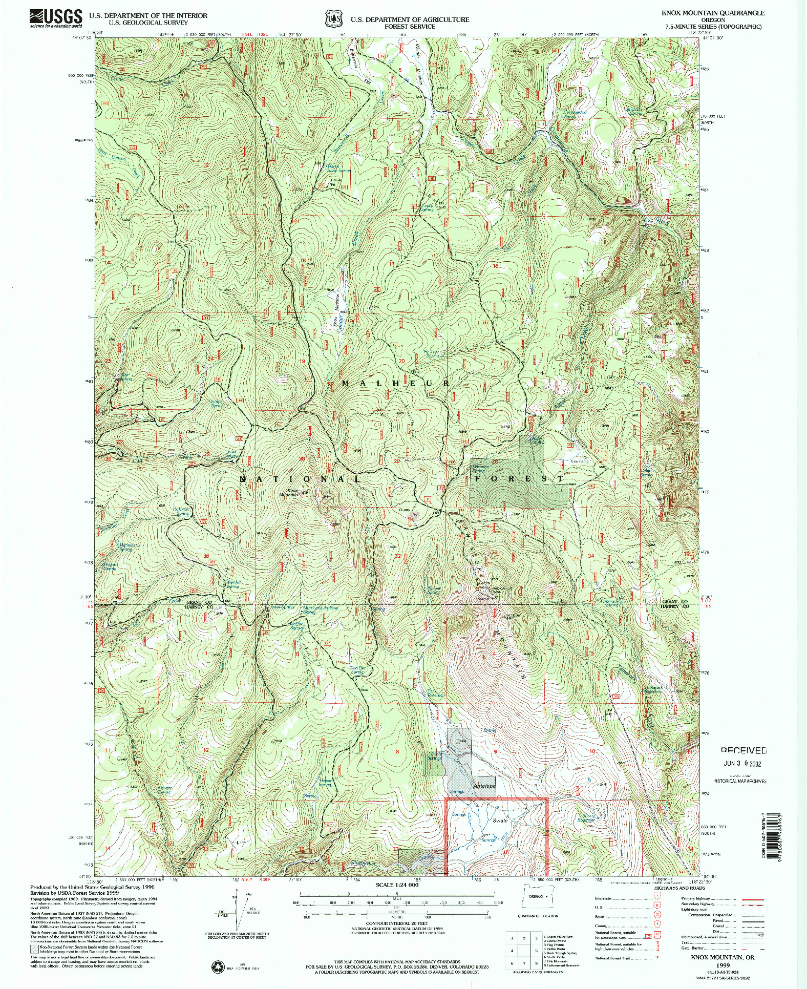 USGS 1:24000-SCALE QUADRANGLE FOR KNOX MOUNTAIN, OR 1999