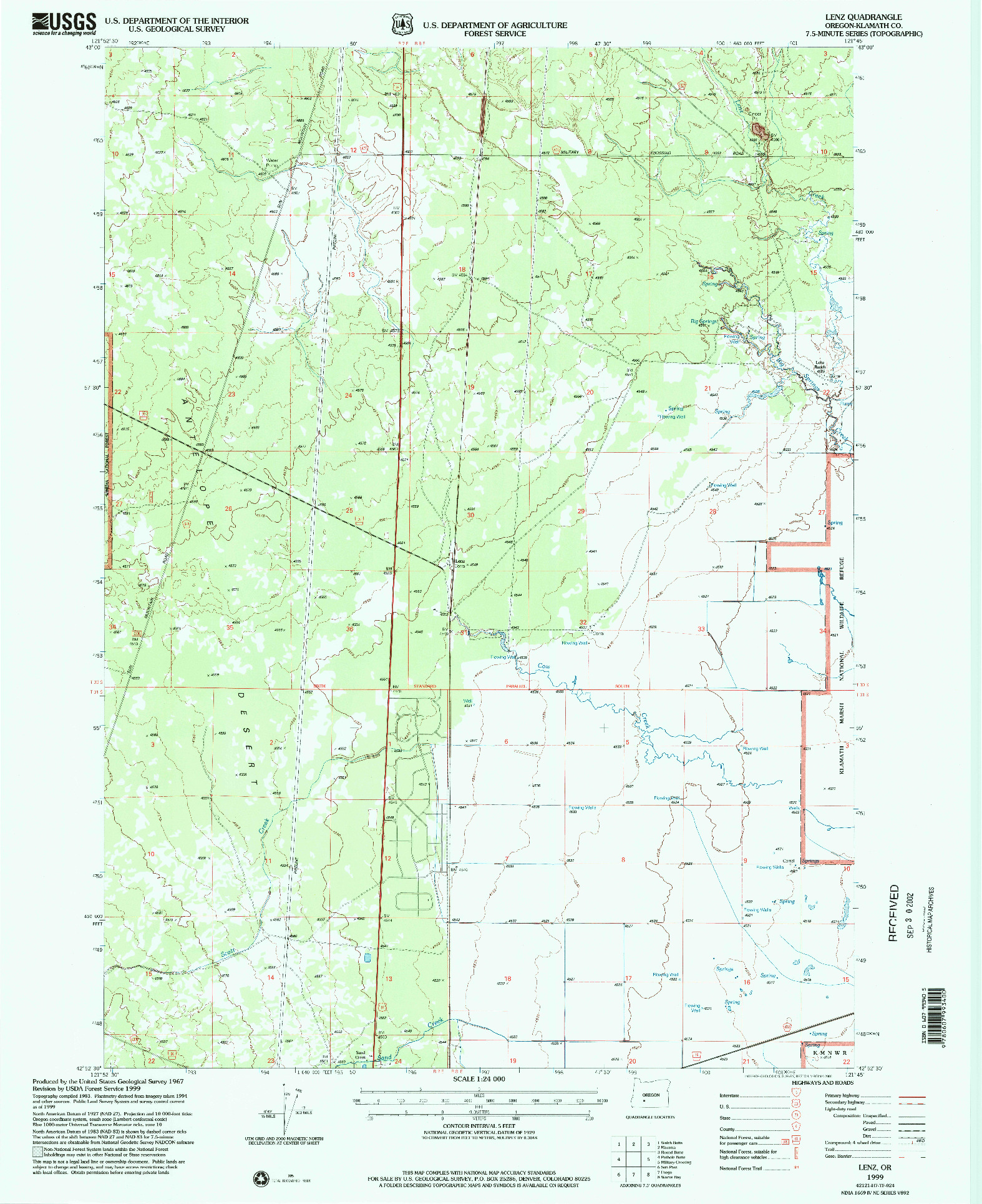 USGS 1:24000-SCALE QUADRANGLE FOR LENZ, OR 1999