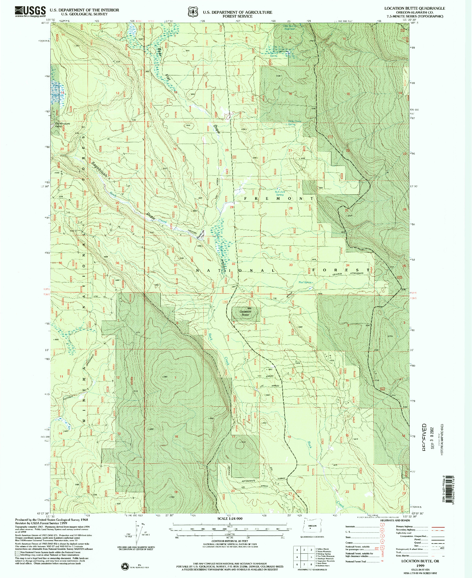 USGS 1:24000-SCALE QUADRANGLE FOR LOCATION BUTTE, OR 1999