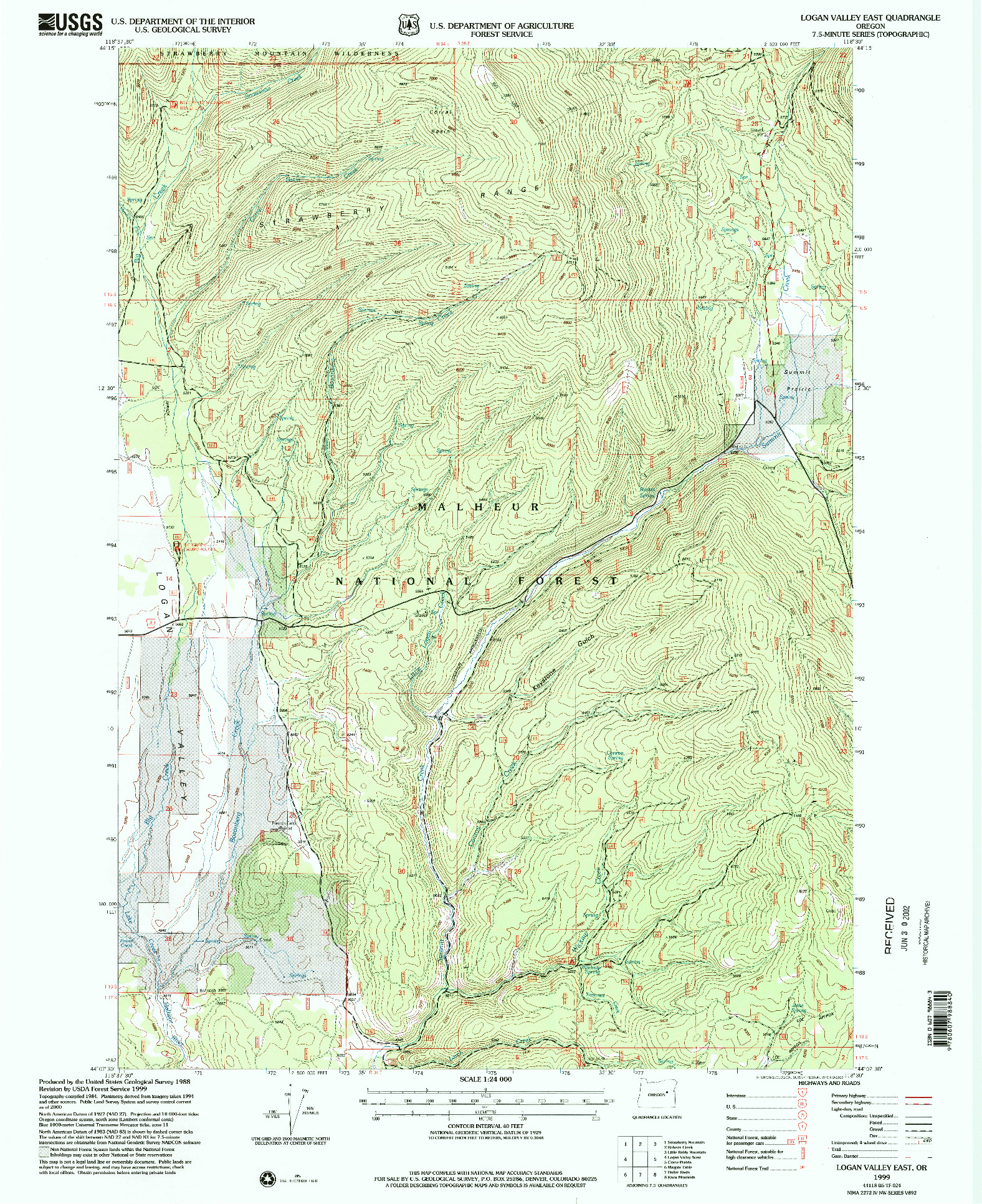 USGS 1:24000-SCALE QUADRANGLE FOR LOGAN VALLEY EAST, OR 1999