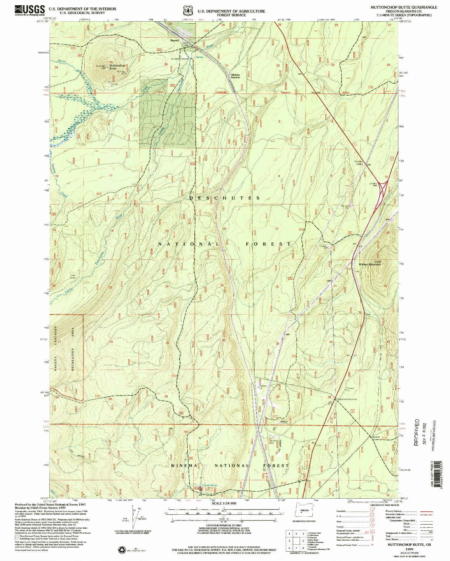 USGS 1:24000-SCALE QUADRANGLE FOR MUTTONCHOP BUTTE, OR 1999