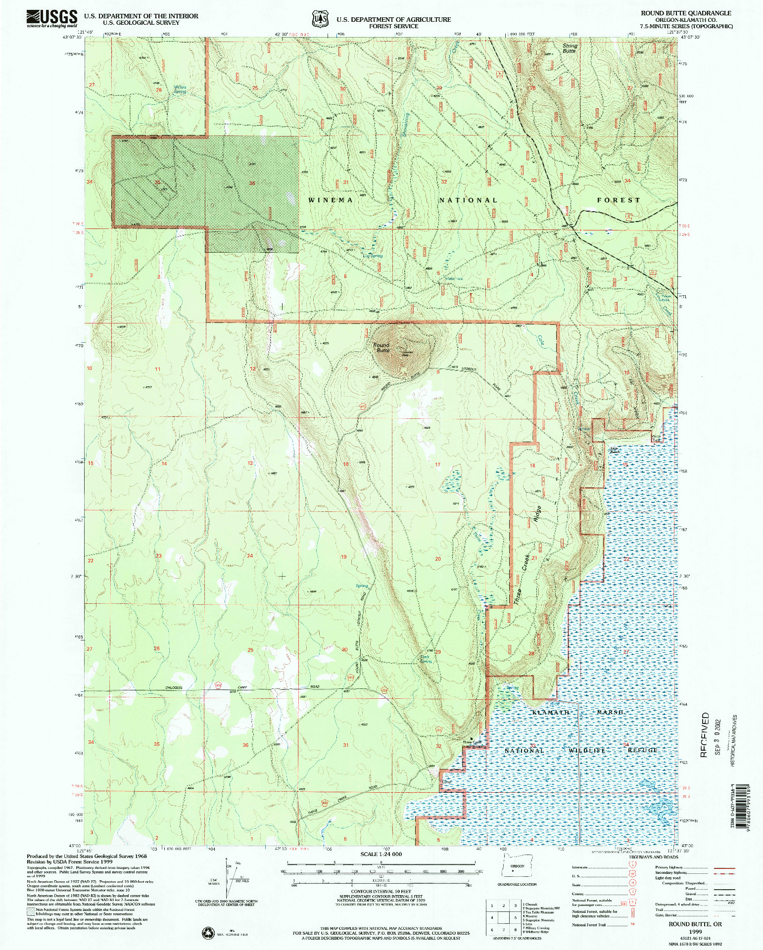 USGS 1:24000-SCALE QUADRANGLE FOR ROUND BUTTE, OR 1999