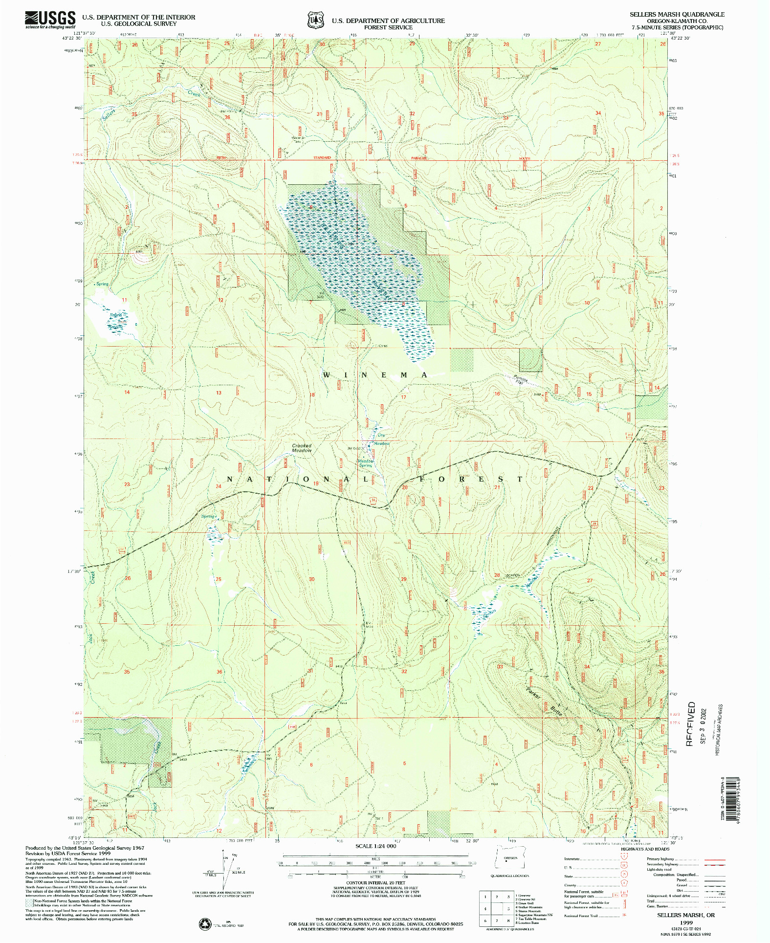 USGS 1:24000-SCALE QUADRANGLE FOR SELLERS MARSH, OR 1999